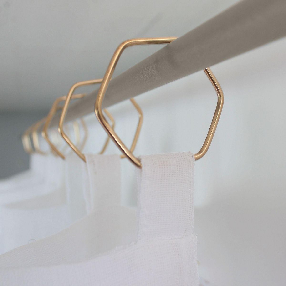 TOILINUX Voilage effet lin avec anneaux dorés VERA - 140 x 240 cm - Blanc