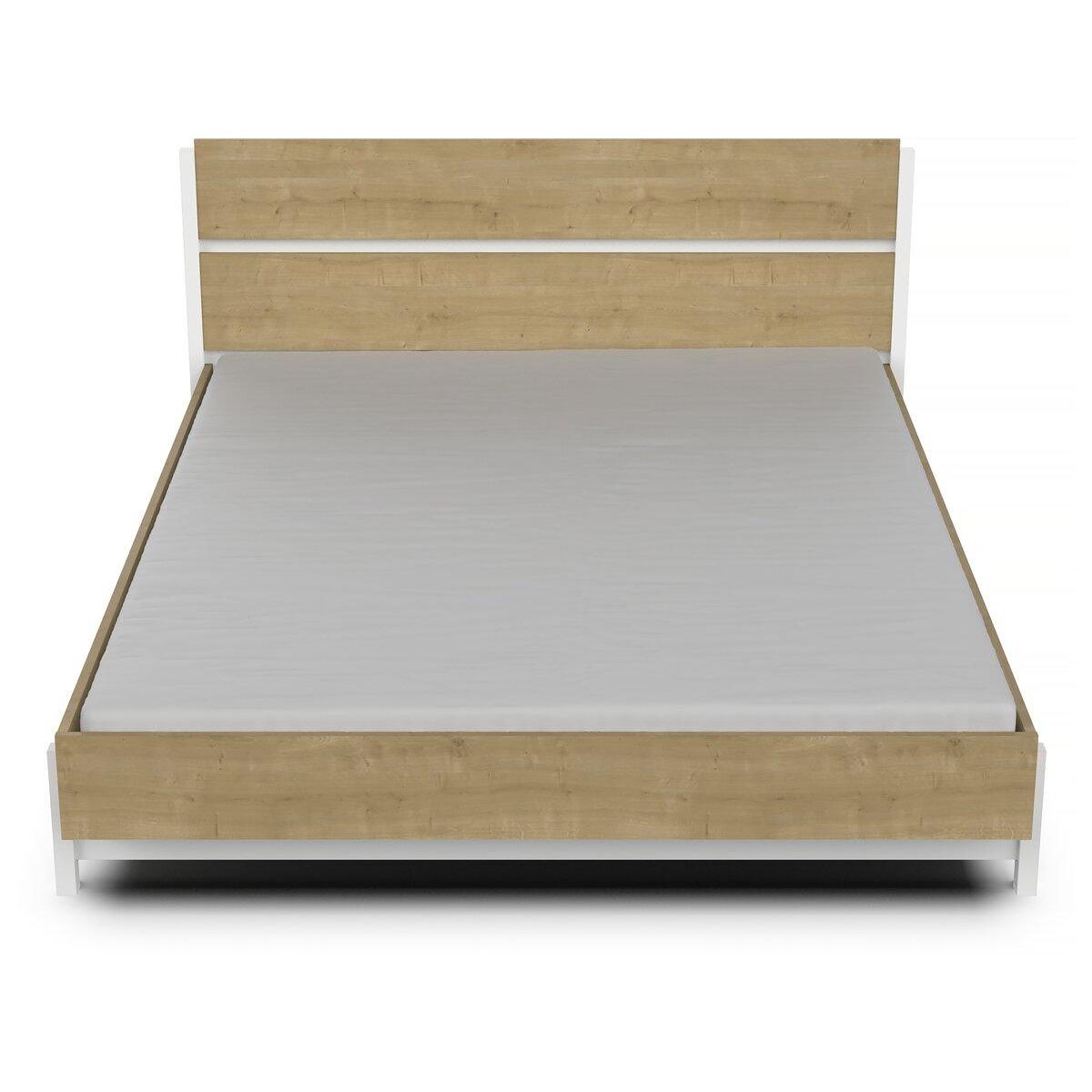 Habitat et Jardin Lit Double  Craft  - 160 x 200 cm - Marron/Blanc