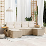 VIDAXL Salon de jardin avec coussins 6 pcs beige resine tressee
