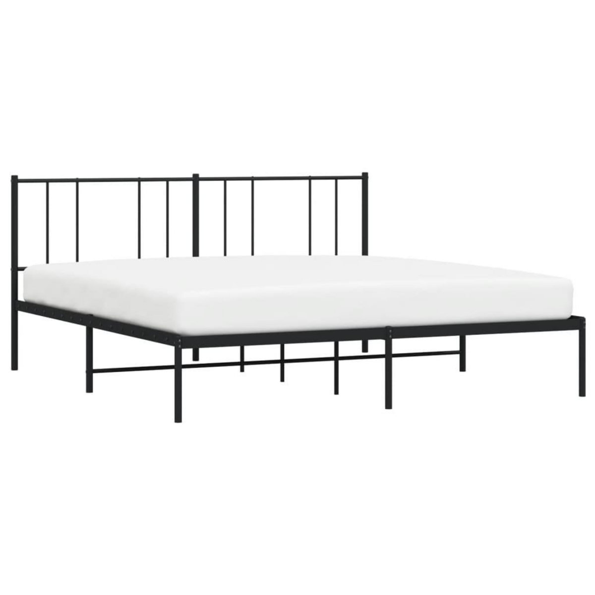 VIDAXL Cadre de lit metal sans matelas et tete de lit noir 180x200 cm
