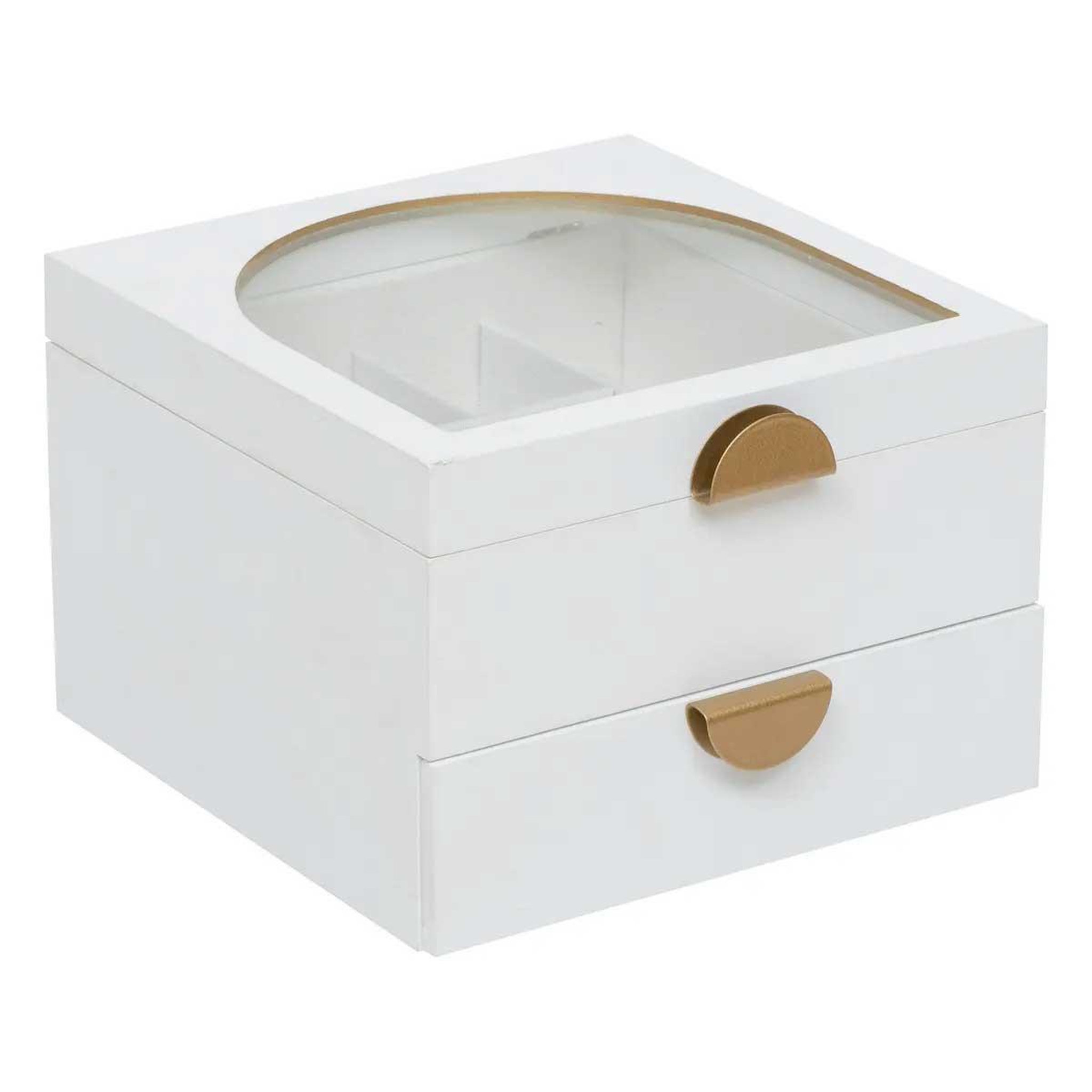 ATMOSPHERA Boîte à bijoux 2 tiroirs  wild romance  20cm blanc