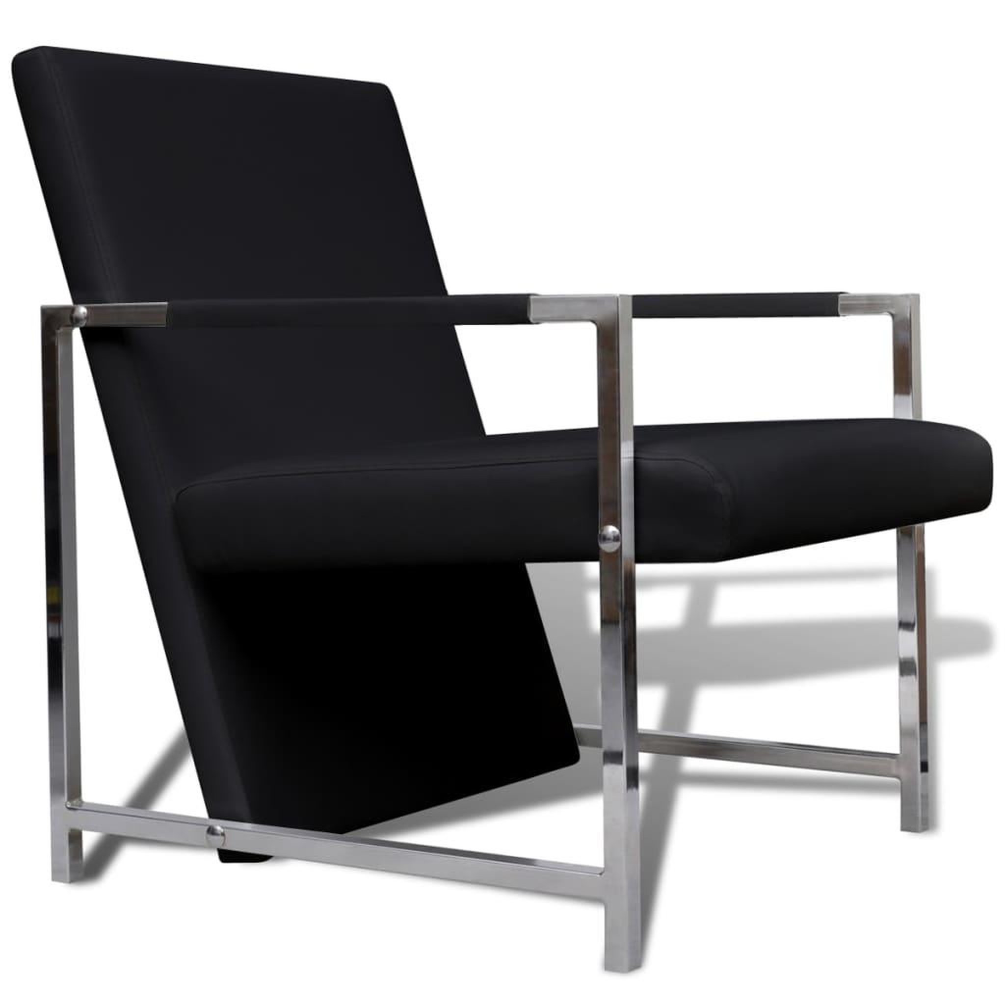 Voir la diapositive 2 : VIDAXL Fauteuil avec pieds chromes Noir Similicuir