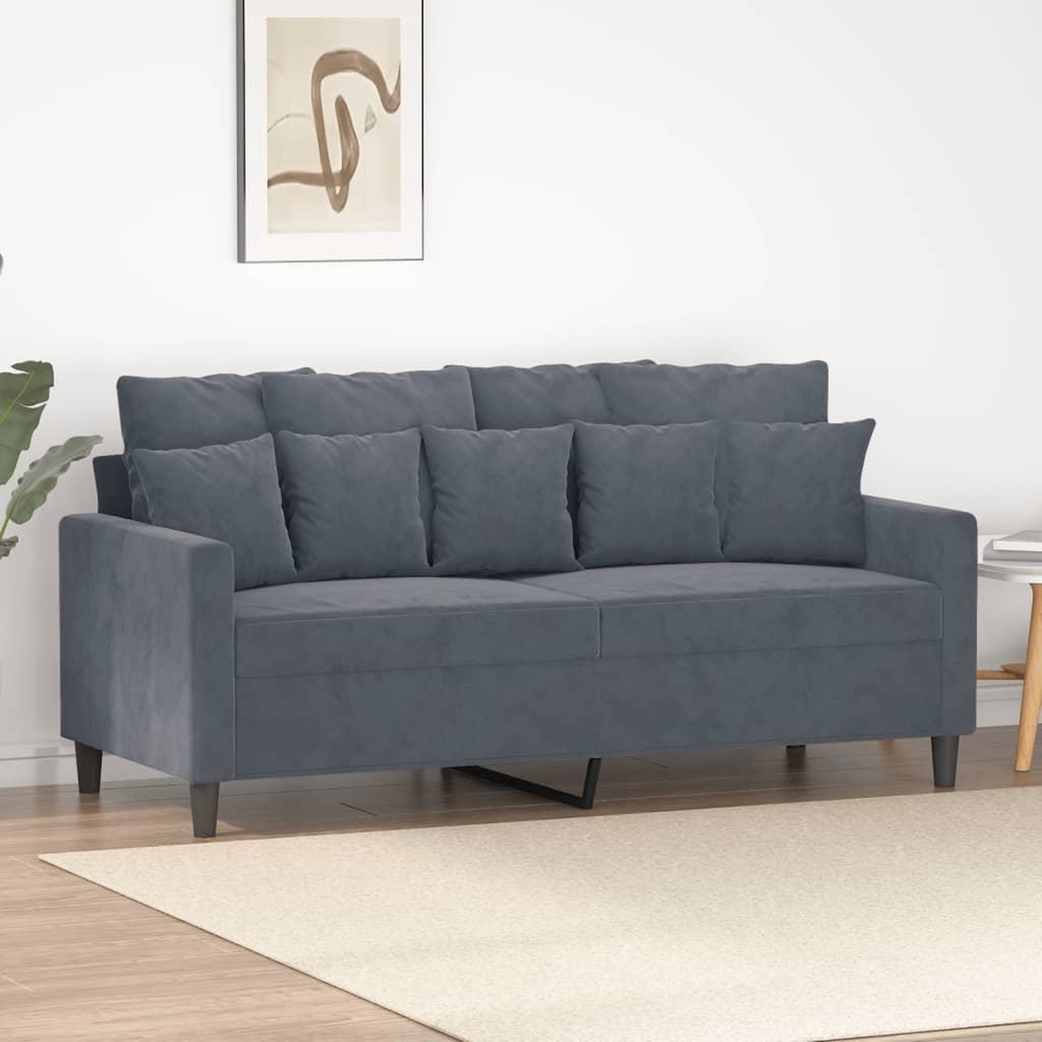 VIDAXL Canape a 2 places Gris fonce 140 cm Velours