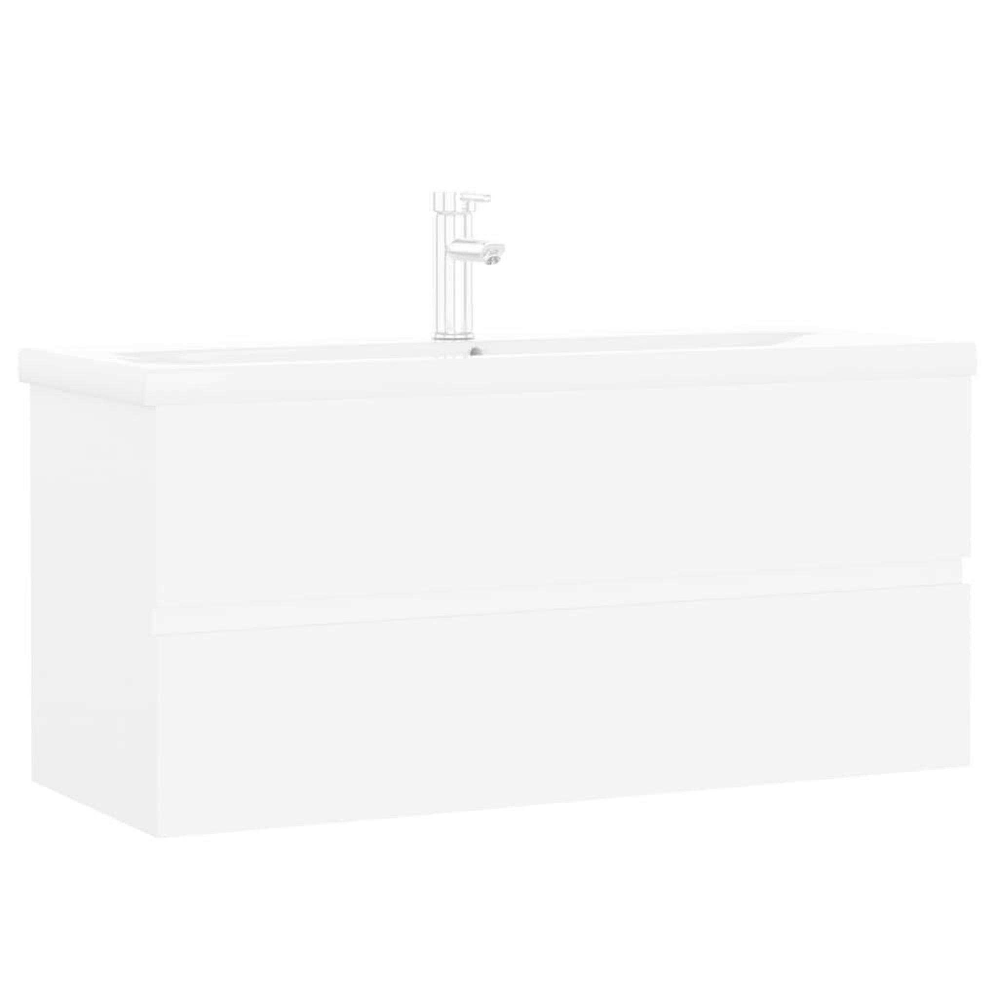 Voir la diapositive 2 : VIDAXL Armoire d'evier avec lavabo integre blanc bois d'ingenierie