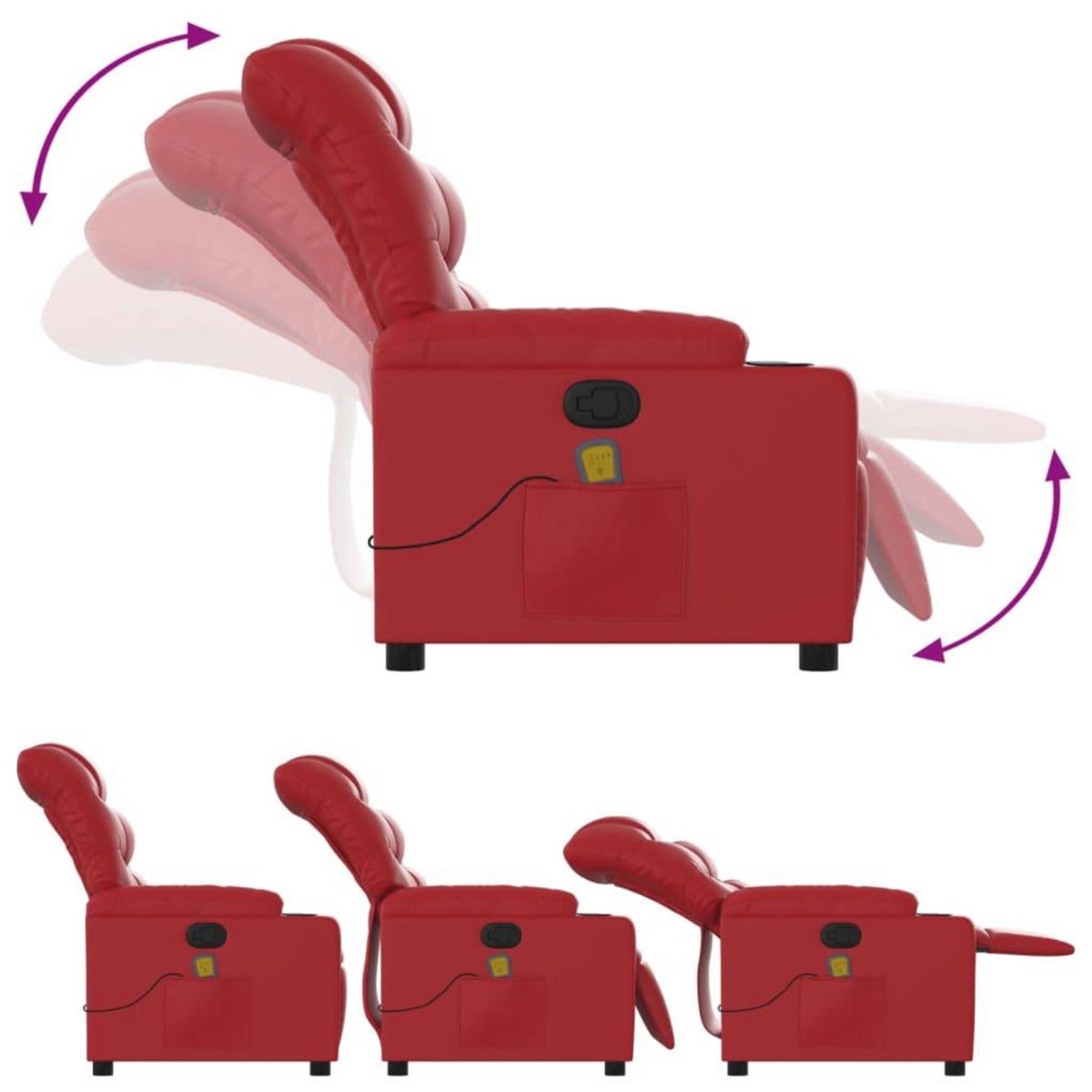VIDAXL Fauteuil de massage inclinable rouge similicuir