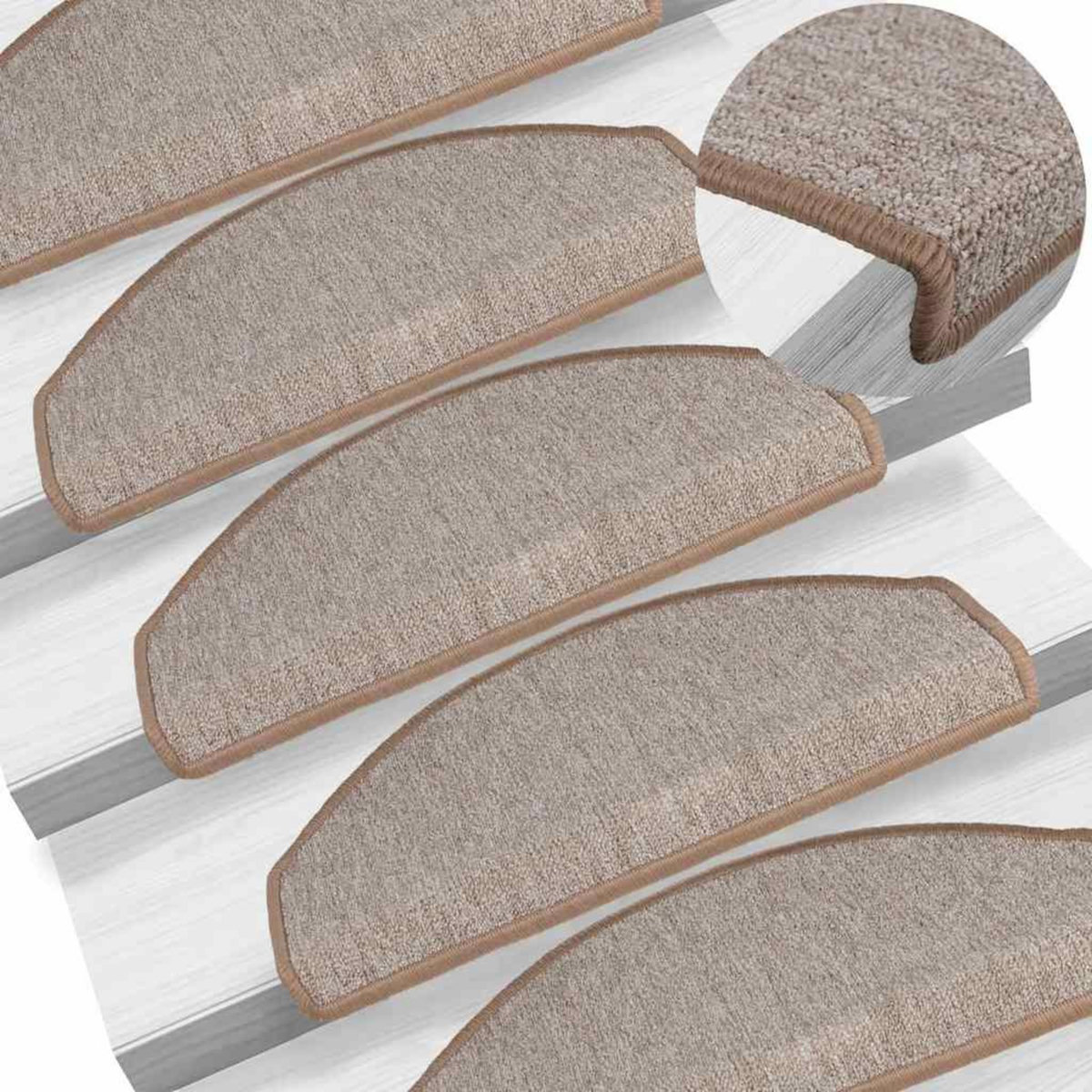 VIDAXL Tapis d'escalier 20 pcs marron clair 65x24x4 cm