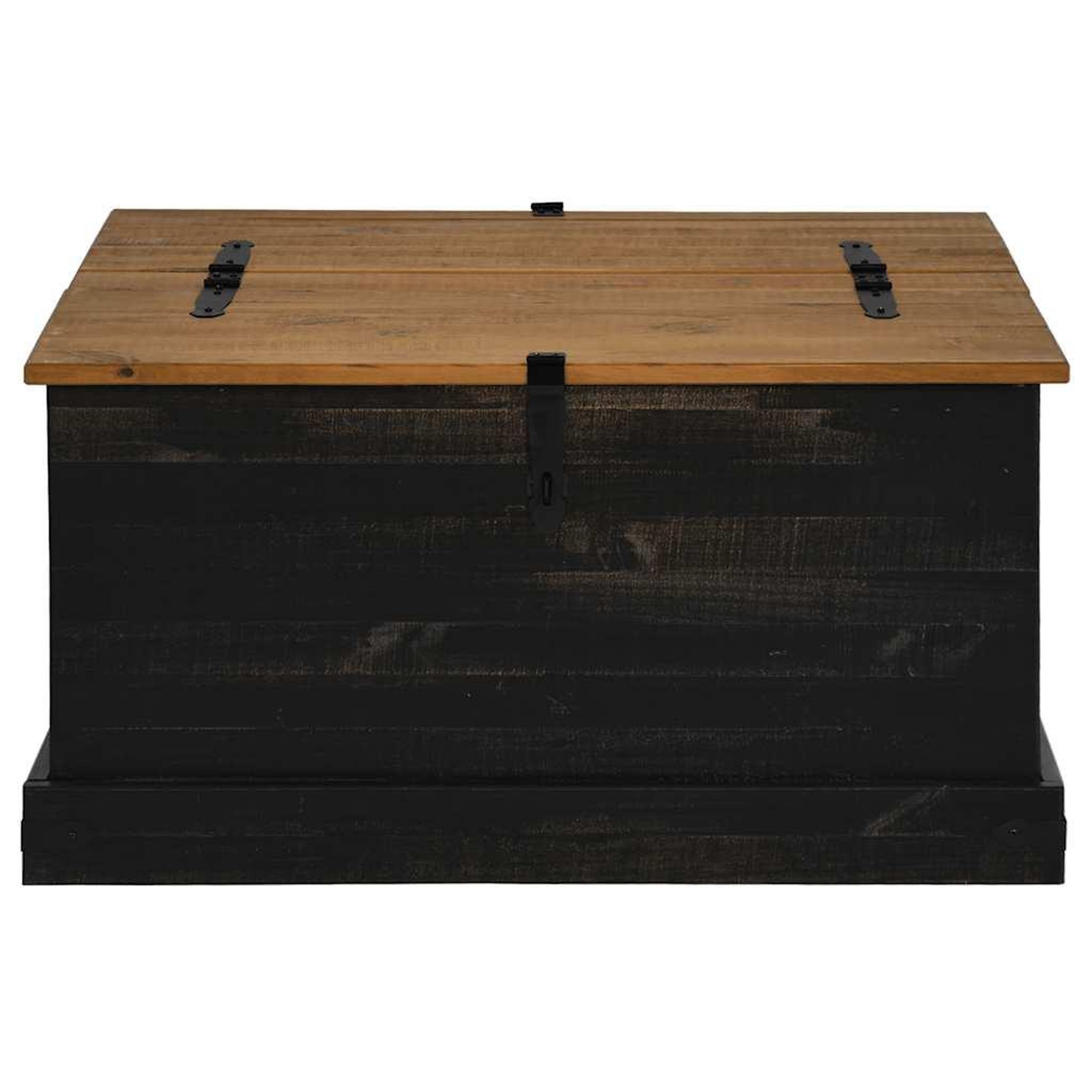 Voir la diapositive 3 : VIDAXL Coffre de rangement HALDEN noir 91x91x47 cm bois massif pin