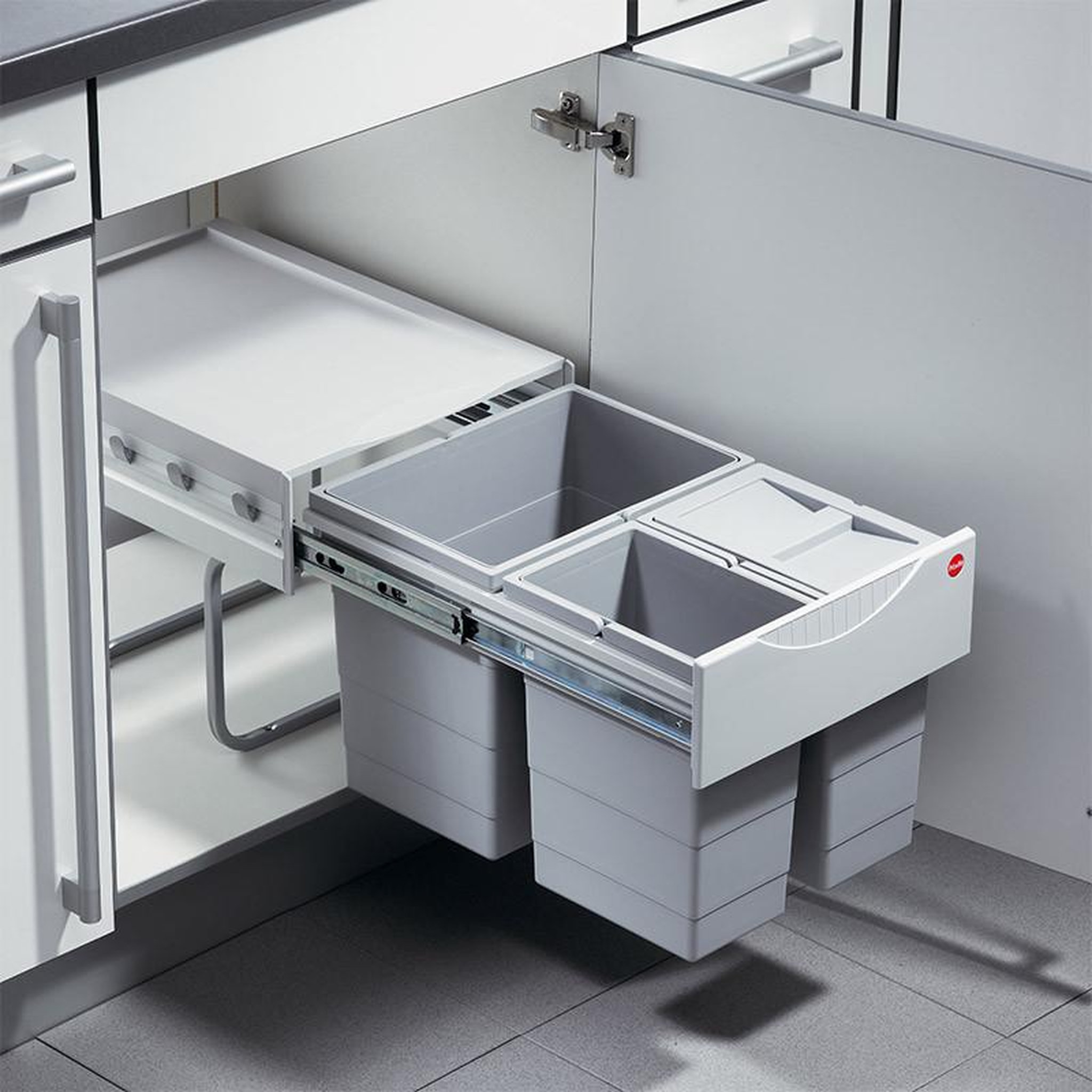 HAILO Poubelle de cuisine tri sélectif 3 bacs encastrable 35L (18+8.5+8.5) Hailo AS Raumspar Tandem