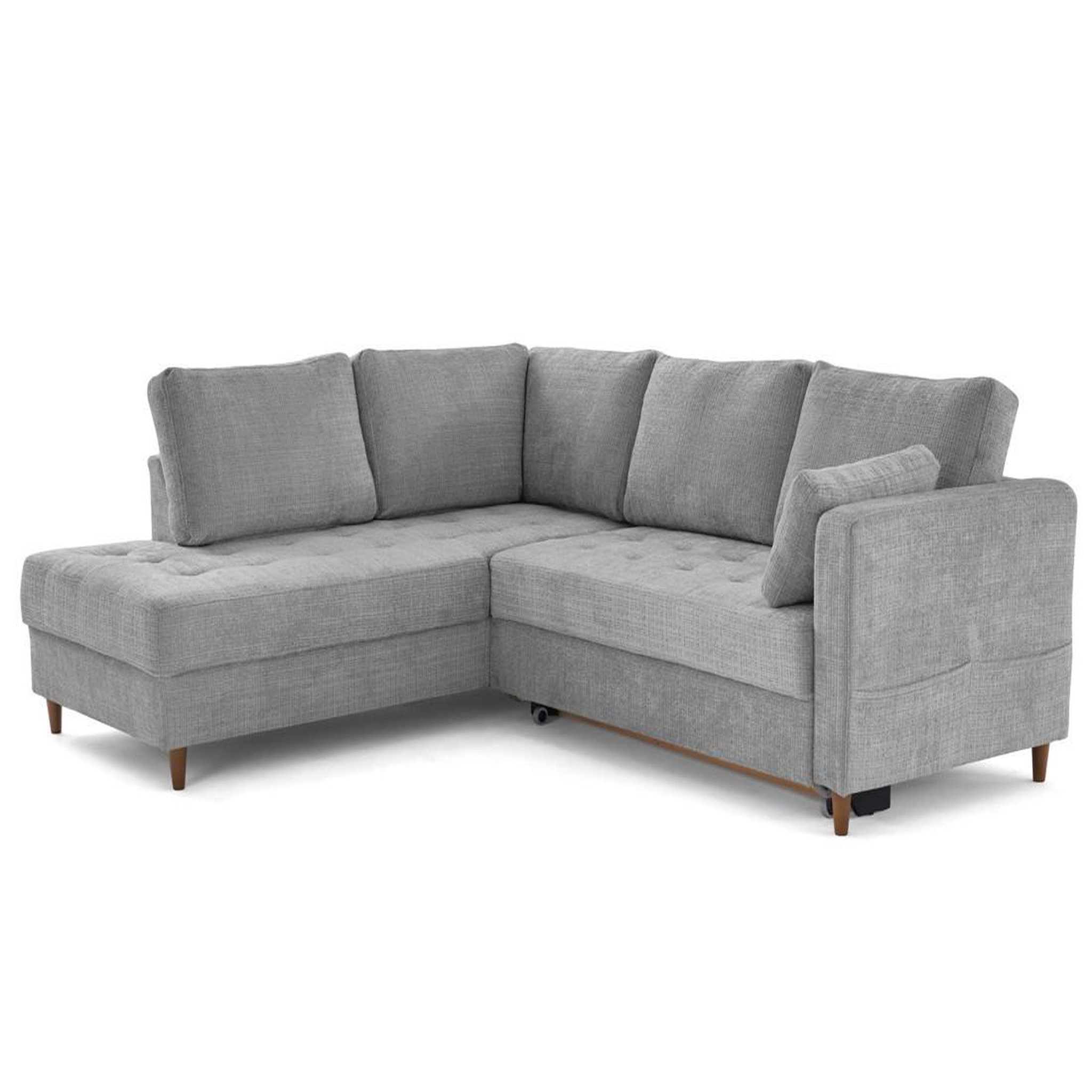 Voir la diapositive 3 : BEST MOBILIER Anna - canapé d'angle gauche 5 places convertible en velours texturé