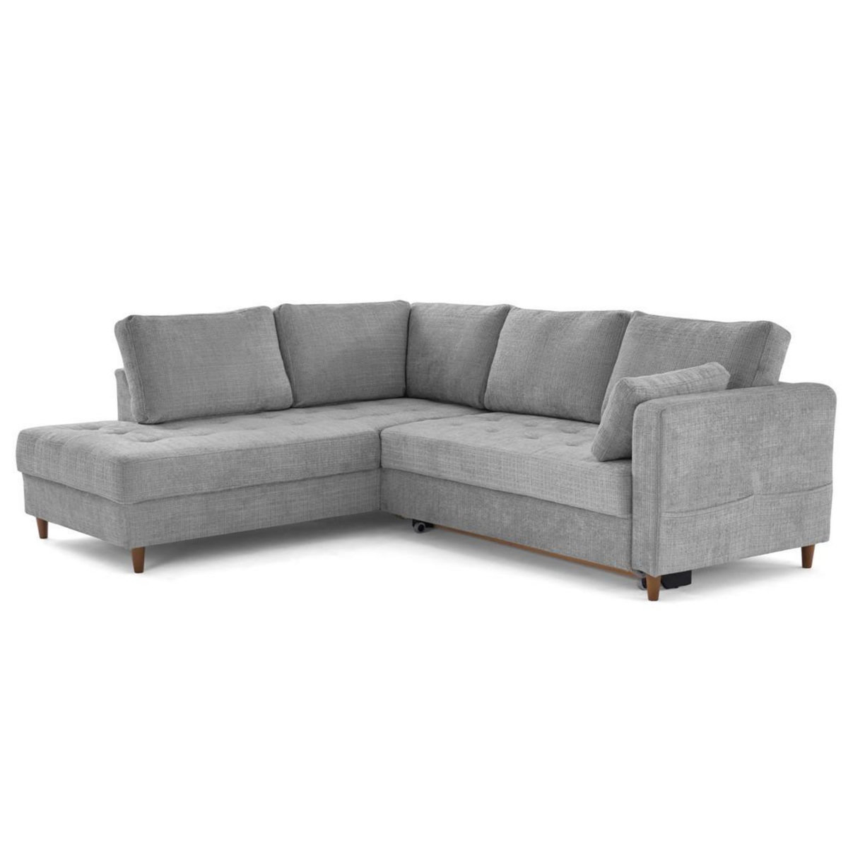 LISA DESIGN Anna - canapé d'angle gauche 5 places convertible en velours texturé