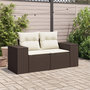 Voir la diapositive 3 : VIDAXL Canape de jardin avec coussins 2 places marron resine tressee