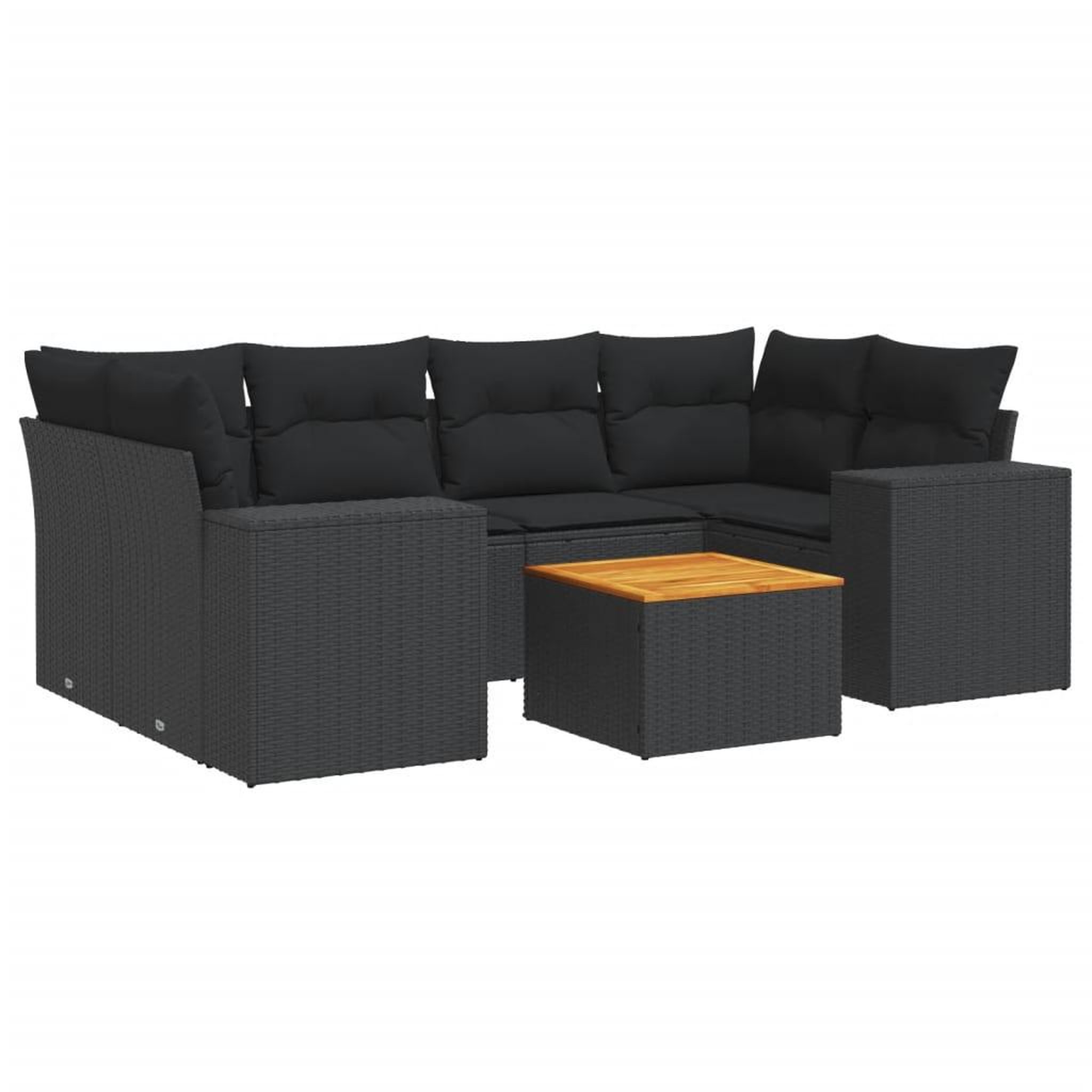Voir la diapositive 2 : VIDAXL Salon de jardin 7 pcs avec coussins noir resine tressee