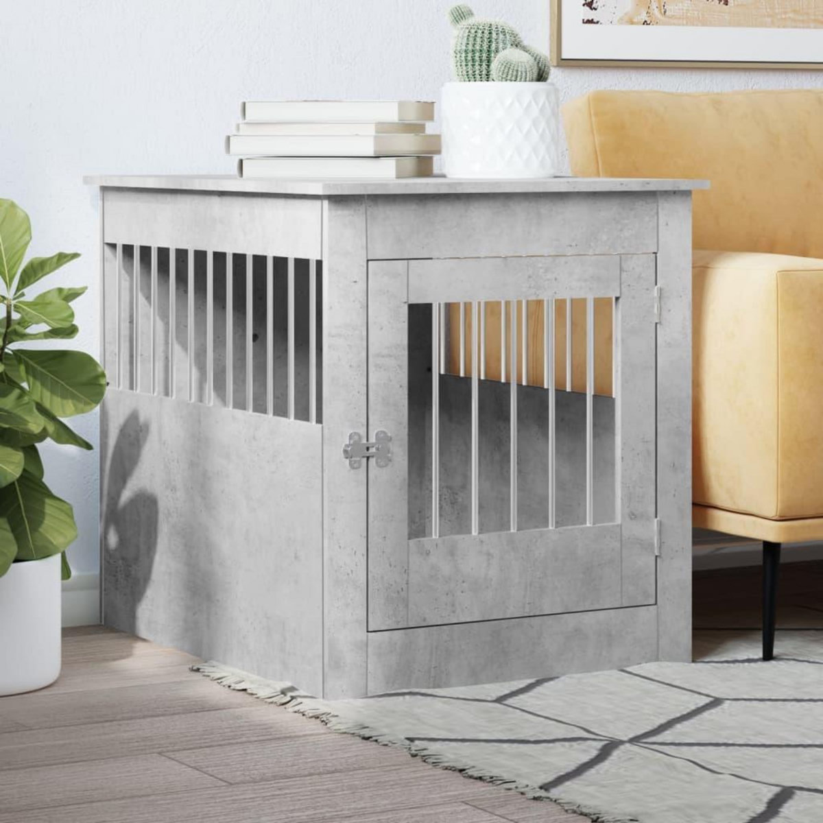 VIDAXL Meuble de cage pour chiens gris beton 64,5x80x71 cm