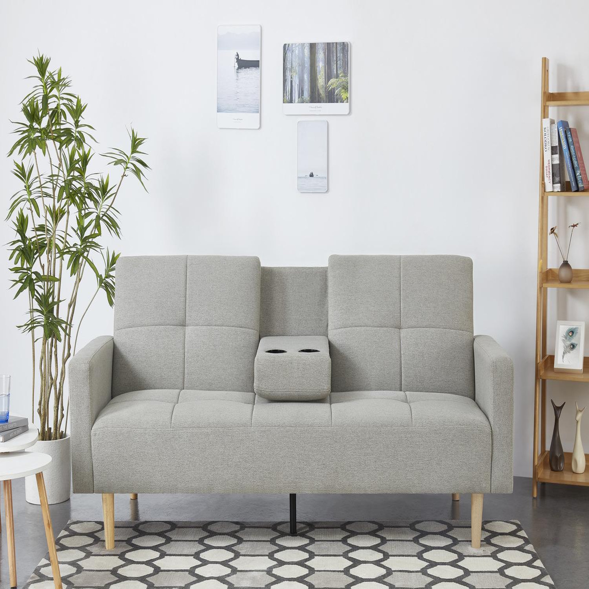 Voir la diapositive 5 : CONCEPT USINE Canapé convertible 3 places en tissu gris oslo