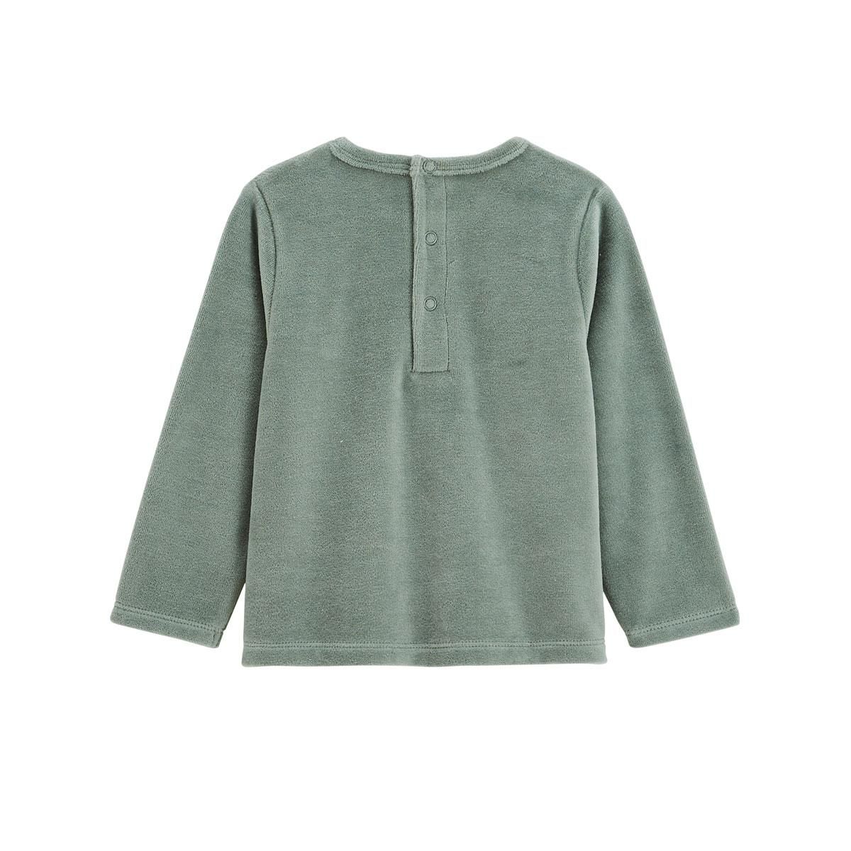 Petit Béguin Pyjama bébé 2 pièces en velours avec pieds Merlin