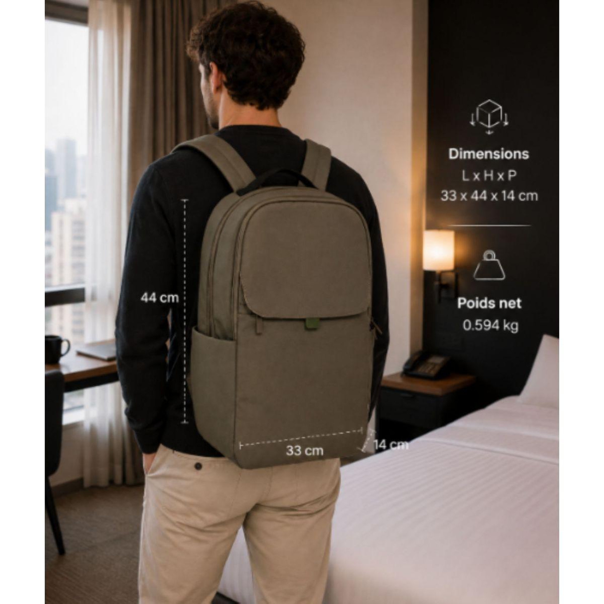 Voir la diapositive 4 : ESSENTIEL B Sac à dos Daily Move 16” Kaki