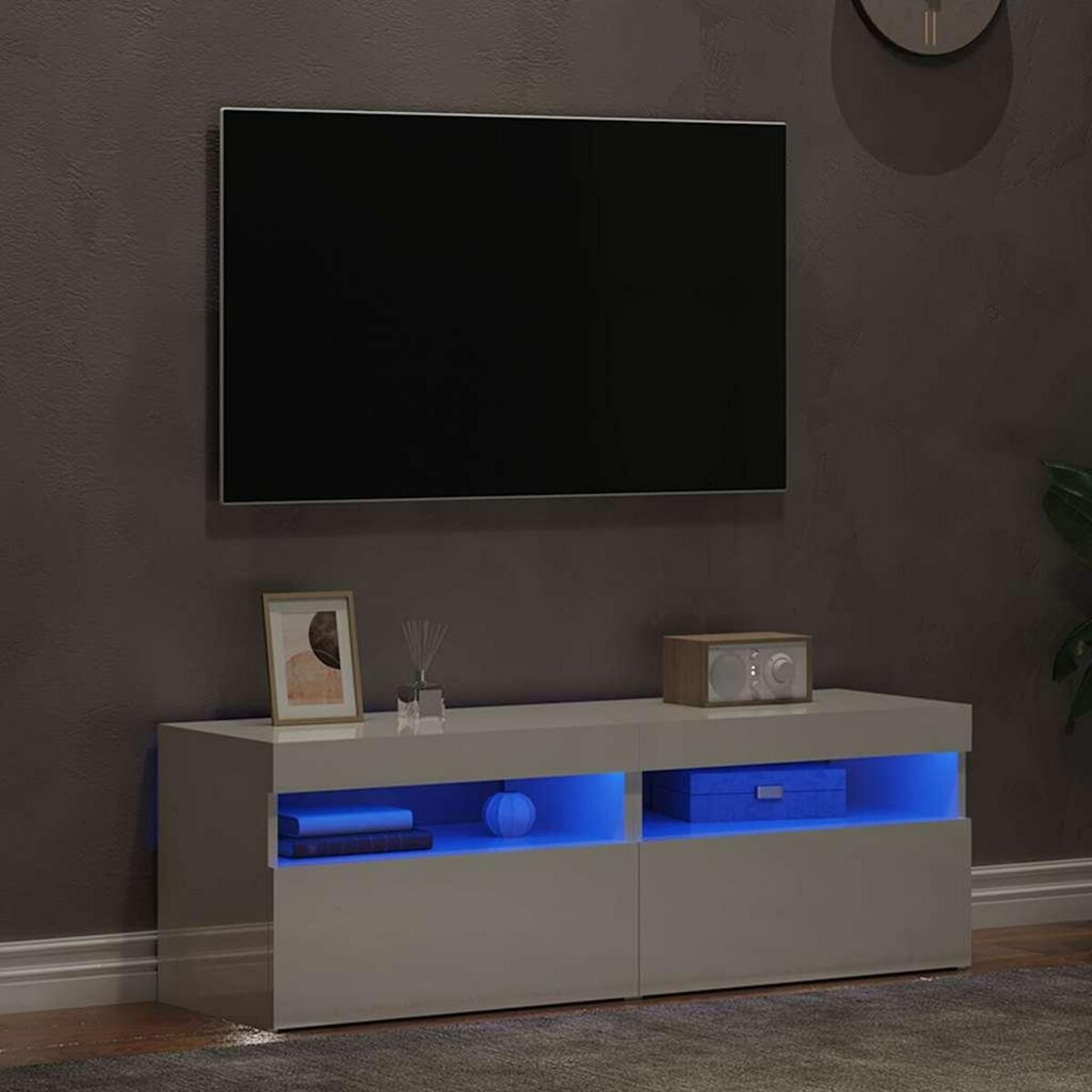 VIDAXL Meubles TV avec lumieres LED 2 pcs blanc brillant 60x35x40 cm