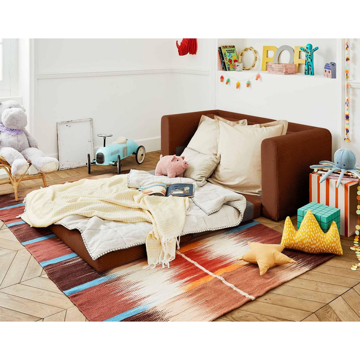 BEST MOBILIER Marilia - canapé 2 places - convertible déplimousse - en velours côtelé