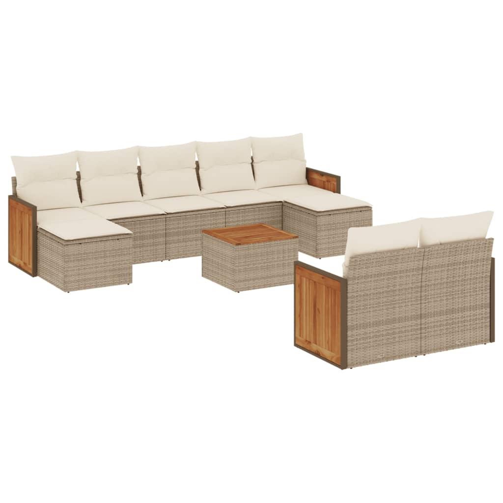 Voir la diapositive 2 : VIDAXL Salon de jardin avec coussins 10 pcs beige resine tressee