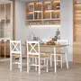 HOMCOM Lot de 4 chaises de salle à manger esprit campagne dossier croisé bois pin blanc