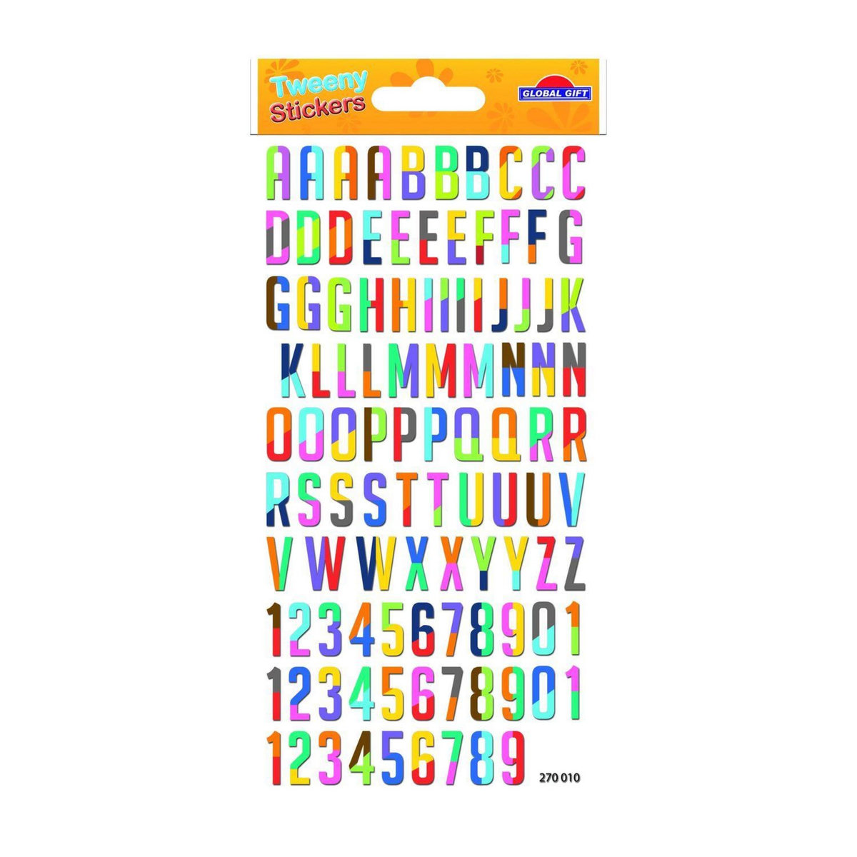 GLOBAL GIFT 104 Autocollants réutilisables - Relief 3D - Alphabet - Multicolore - Paillettes