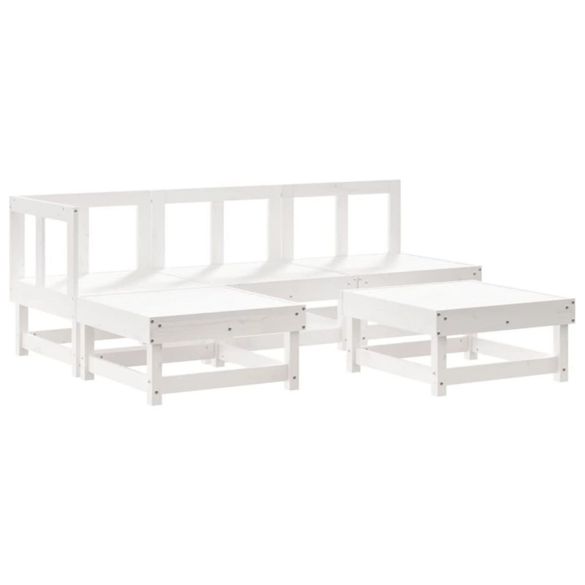 VIDAXL Salon de jardin 5 pcs blanc bois massif de pin