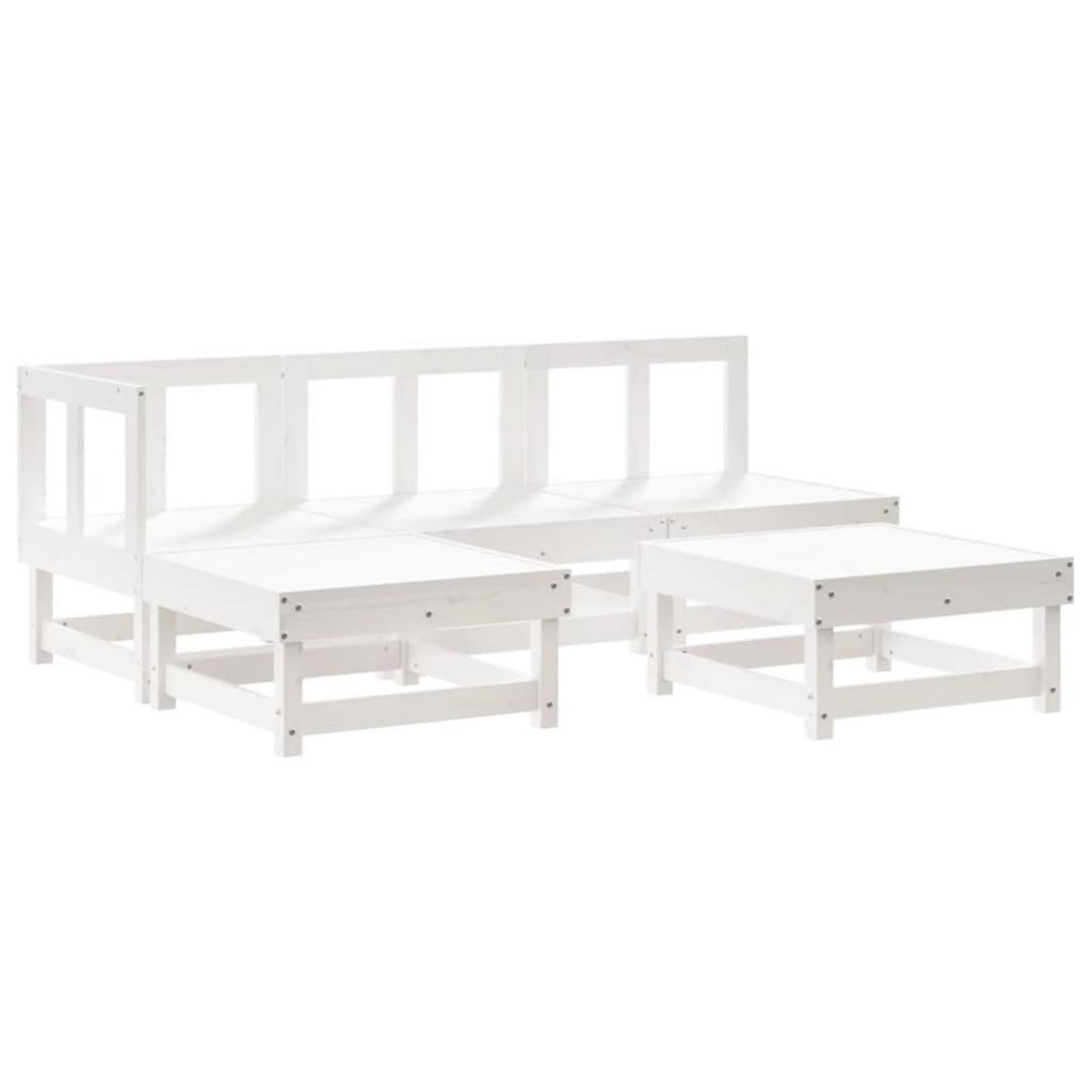 VIDAXL Salon de jardin 5 pcs blanc bois massif de pin