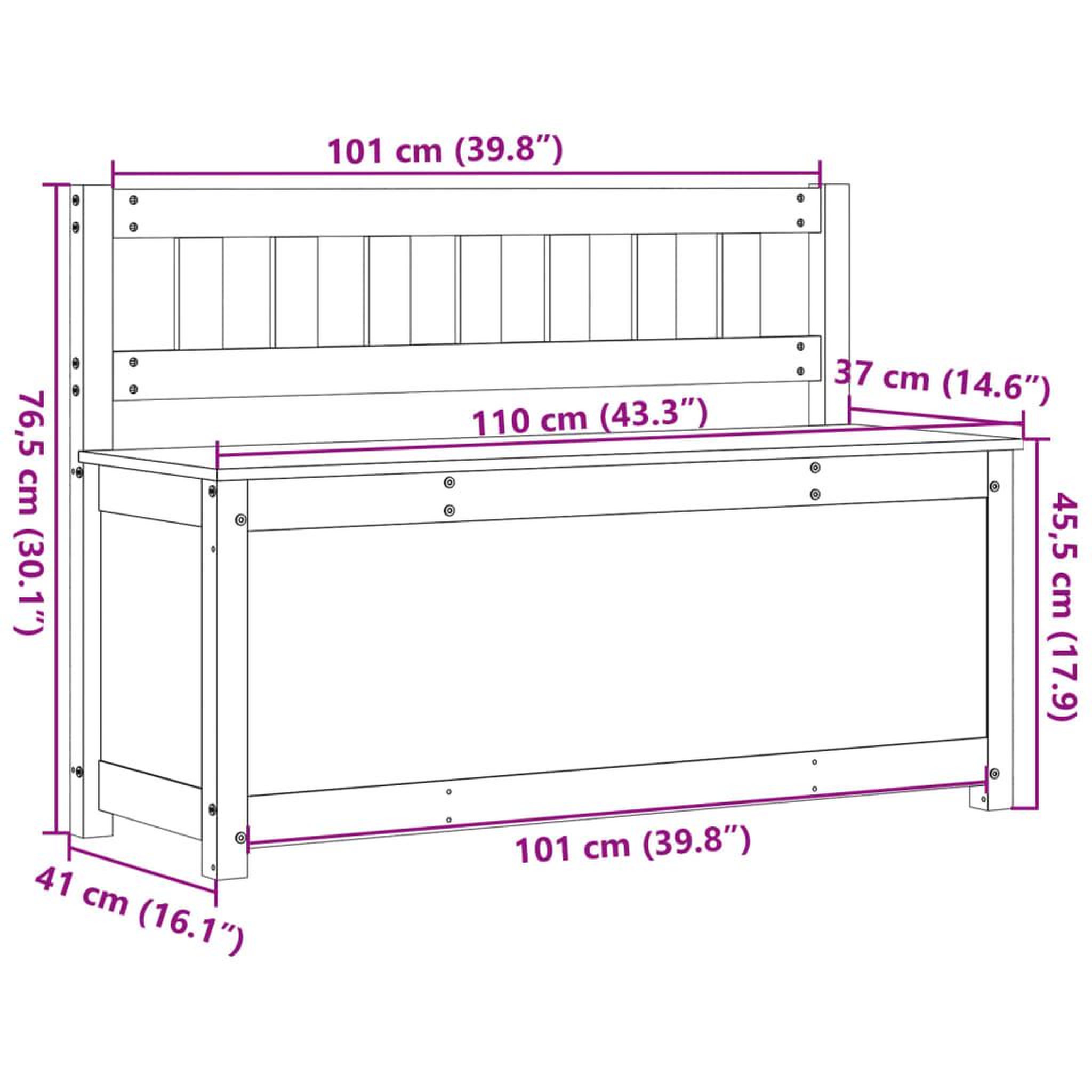Voir la diapositive 6 : VIDAXL Banc Noir 110x41x76,5 cm Bois de pin massif