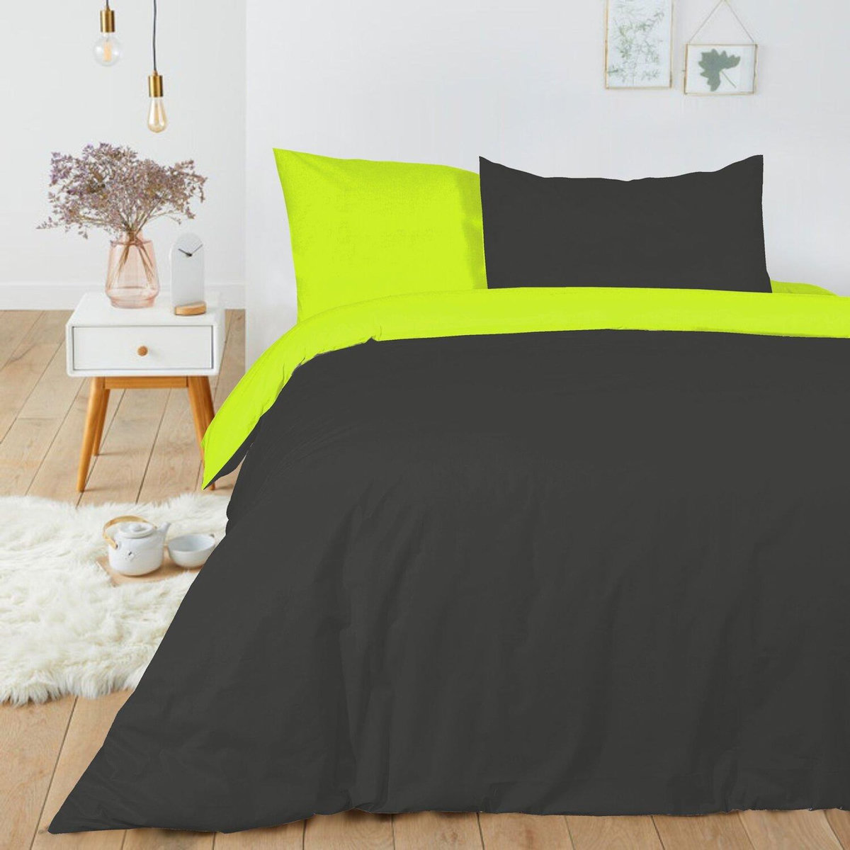 Home collection Parure housse de couette 100% coton 57fils bicolore