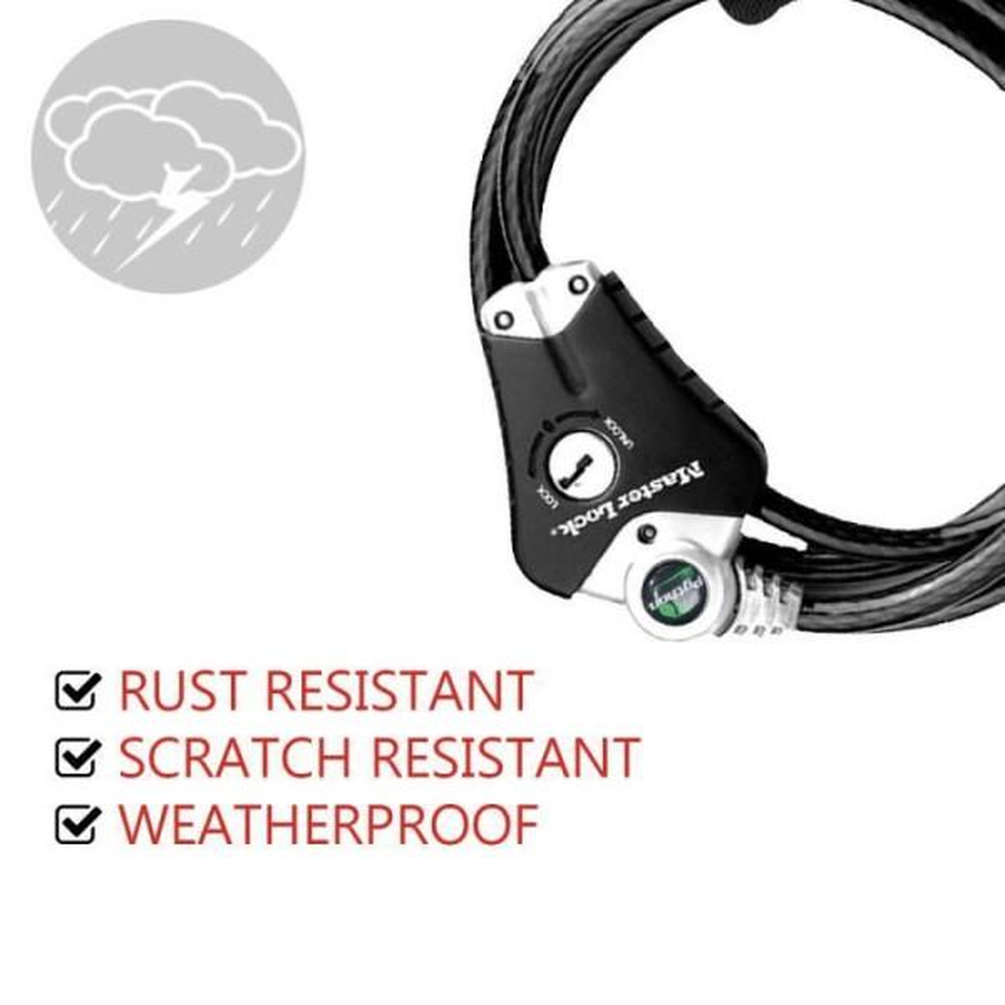 Voir la diapositive 3 : Master lock MASTER LOCK Câble antivol breveté ajustable de 30 cm a 1,8 m