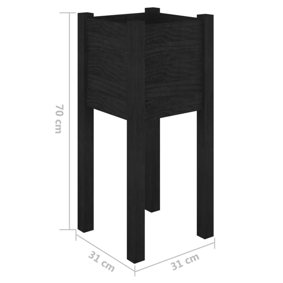 VIDAXL Jardiniere d'exterieur Noir 31x31x70 cm Bois de pin massif