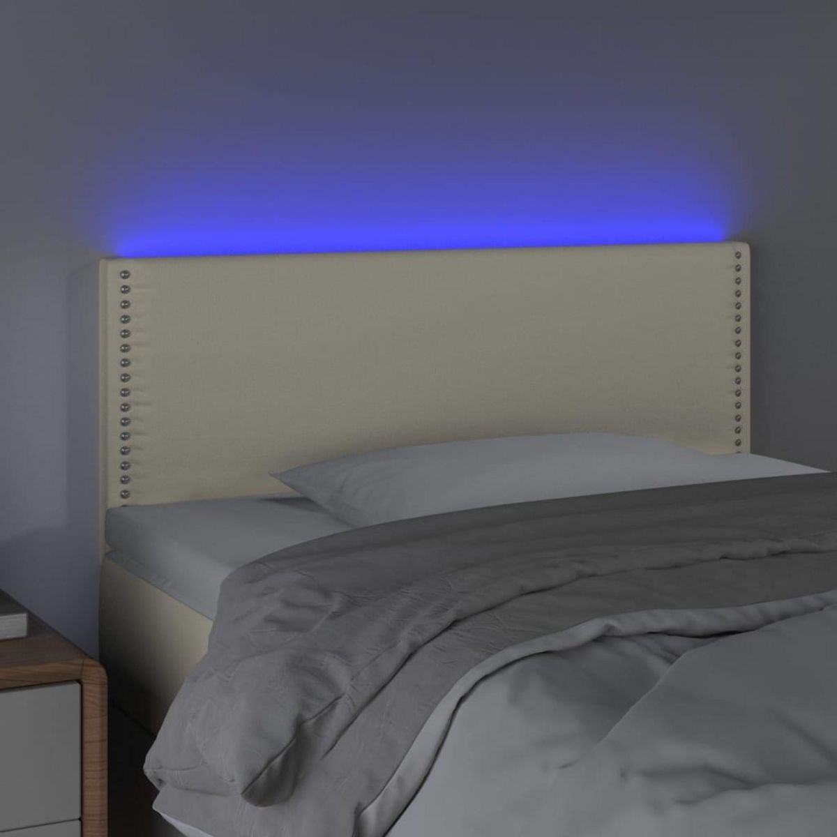 VIDAXL Tete de lit a LED Creme 100x5x78/88 cm Similicuir