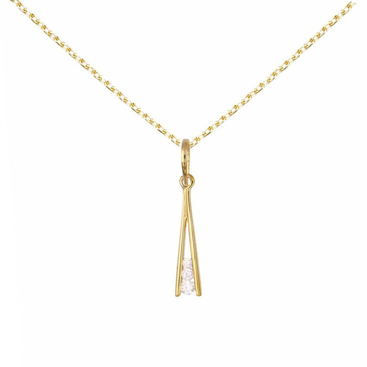 L'ATELIER D'AZUR Collier - Pendentif Or Jaune Serti de Zirconiums - Chaine Dorée