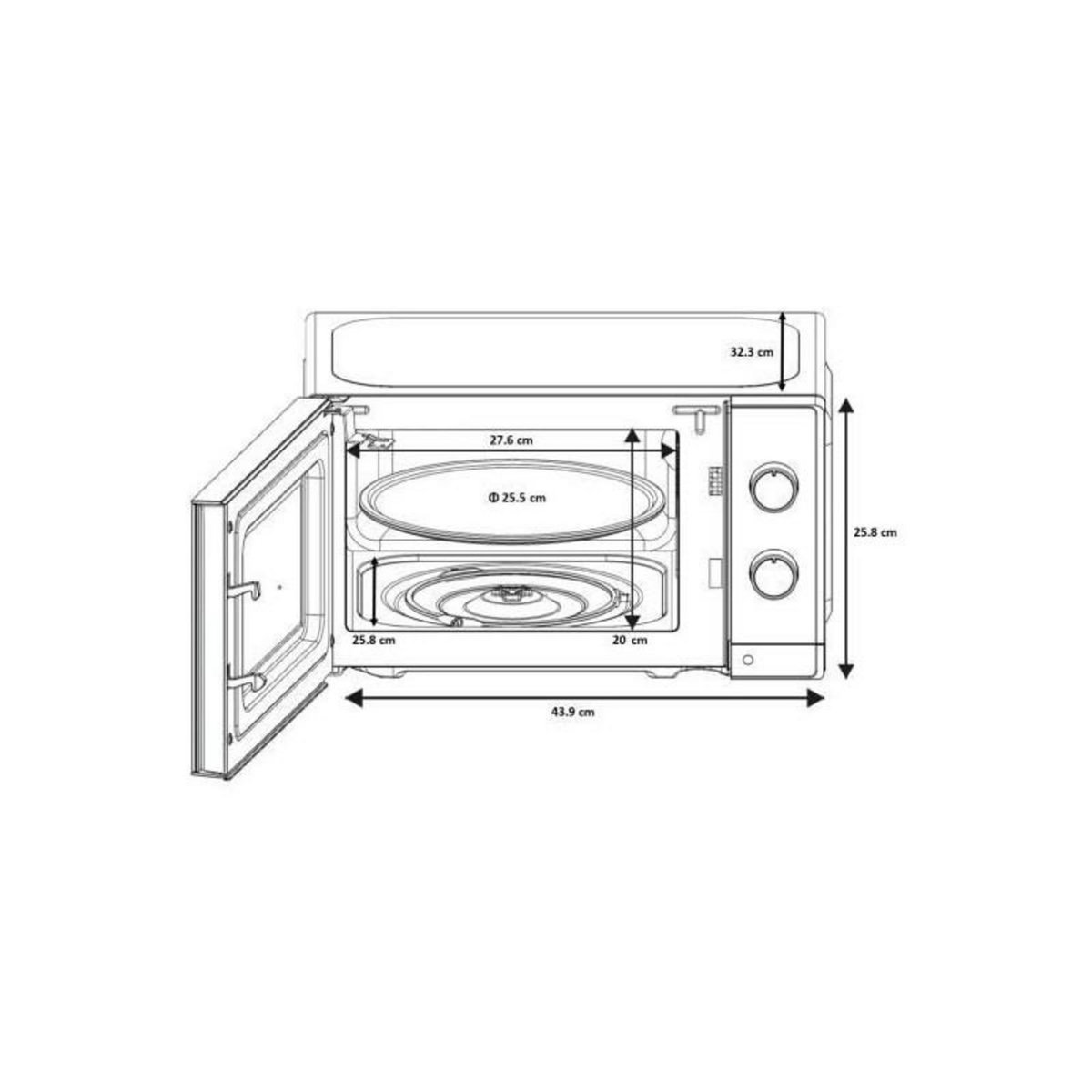 OCEANIC Micro-ondes - OCEANIC - OCEAMO20B12 - 20L - noir - Monofonction