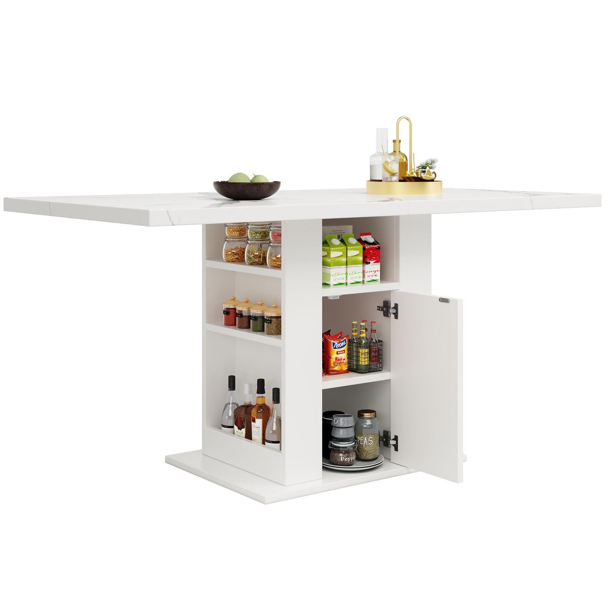 MERAX Table à manger rectangulaire fixe blanc - 75x140-140max.cm mdf