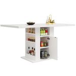 MERAX Table à manger rectangulaire fixe blanc - 75x140-140max.cm mdf