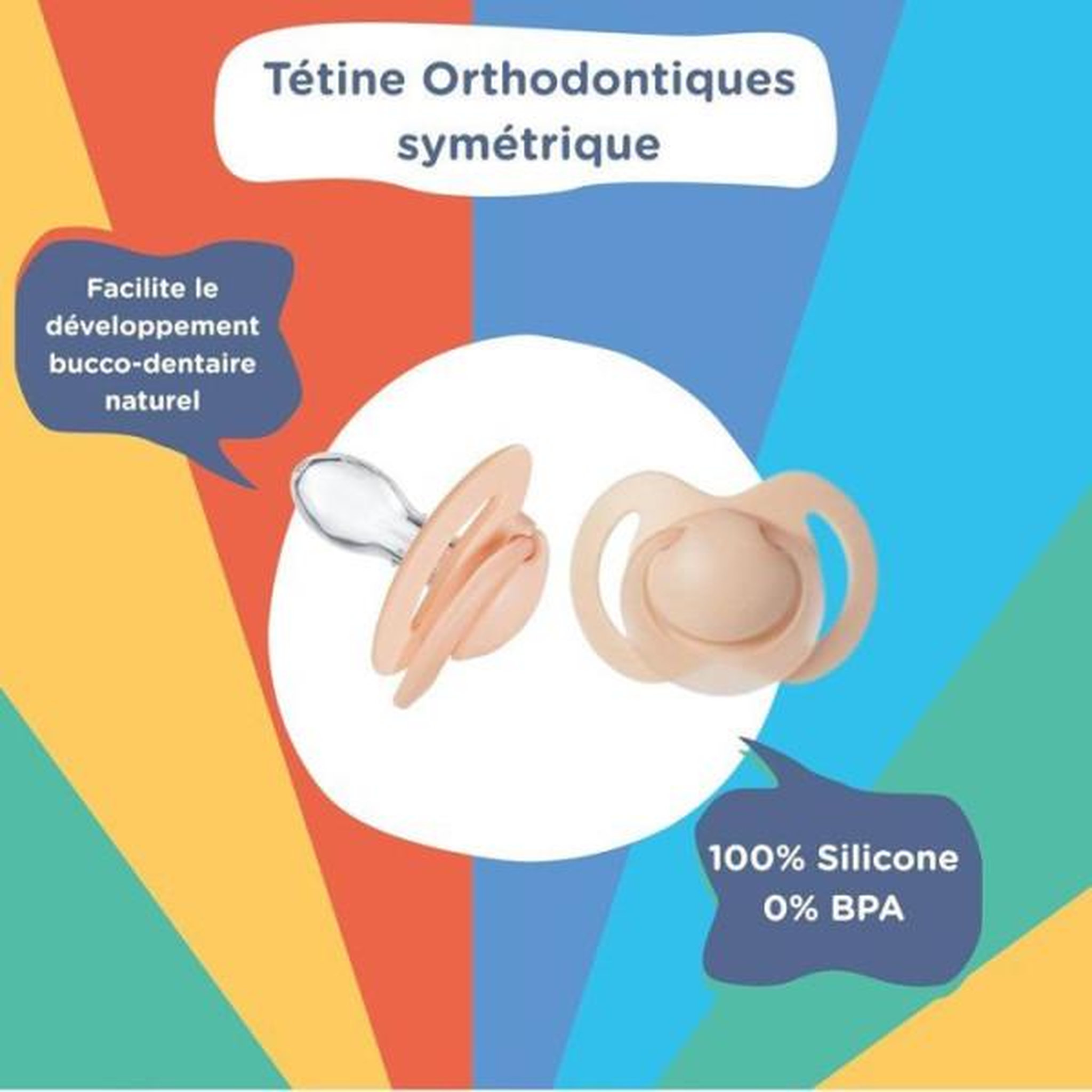 Voir la diapositive 6 : NUBY Lot de 5 sucettes orthodontiques - NUBY - Silicone - 6-18 mois - Multicolore