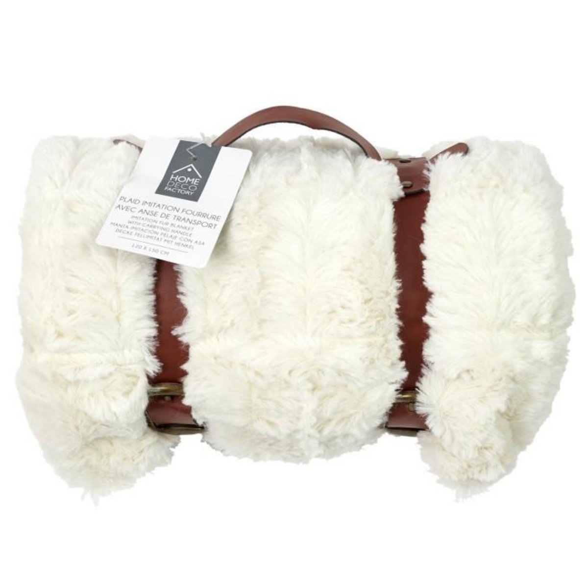 Paris Prix Plaid Imitation Fourrure  A Anse  120x150cm Blanc