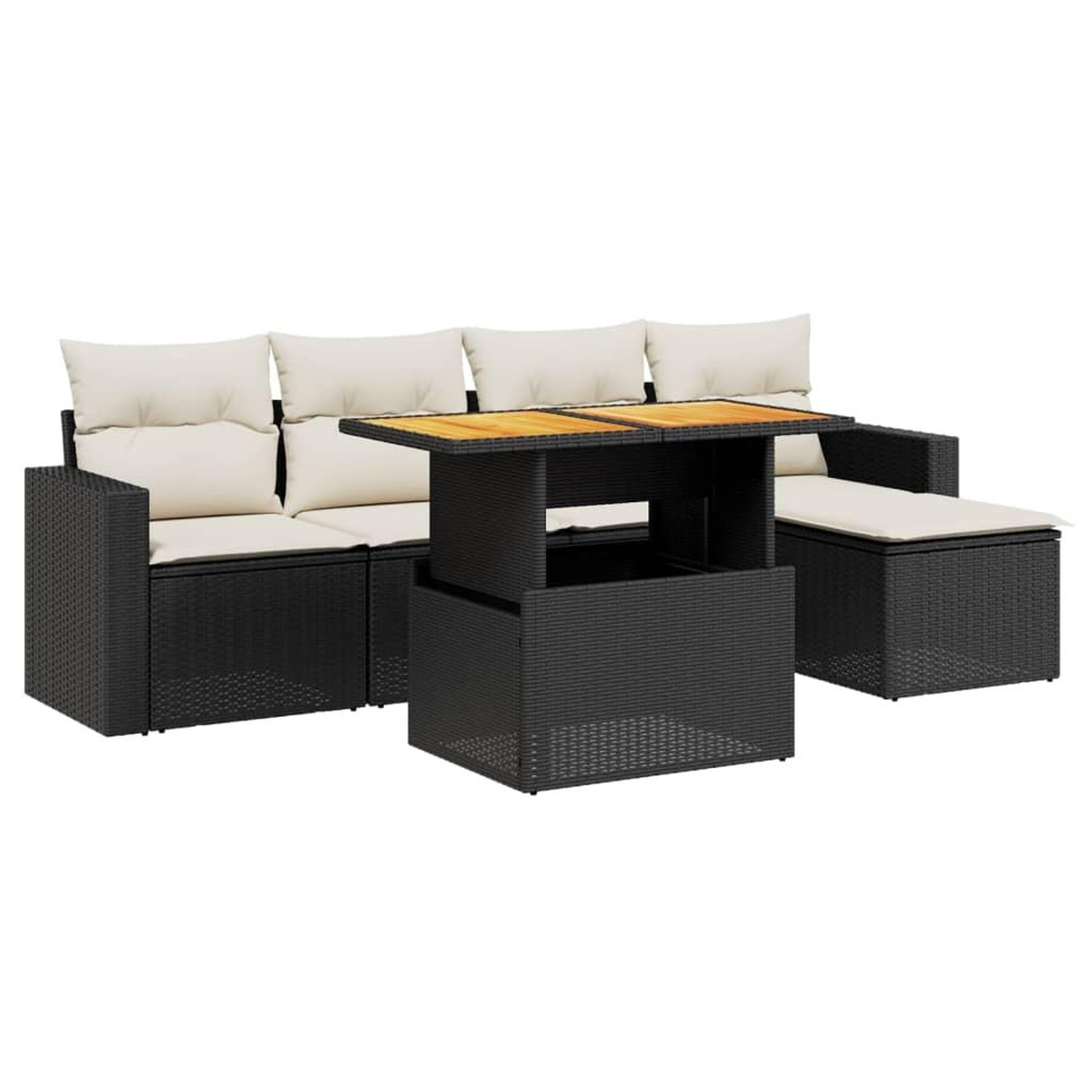 Voir la diapositive 2 : VIDAXL Salon de jardin 6 pcs avec coussins noir resine tressee