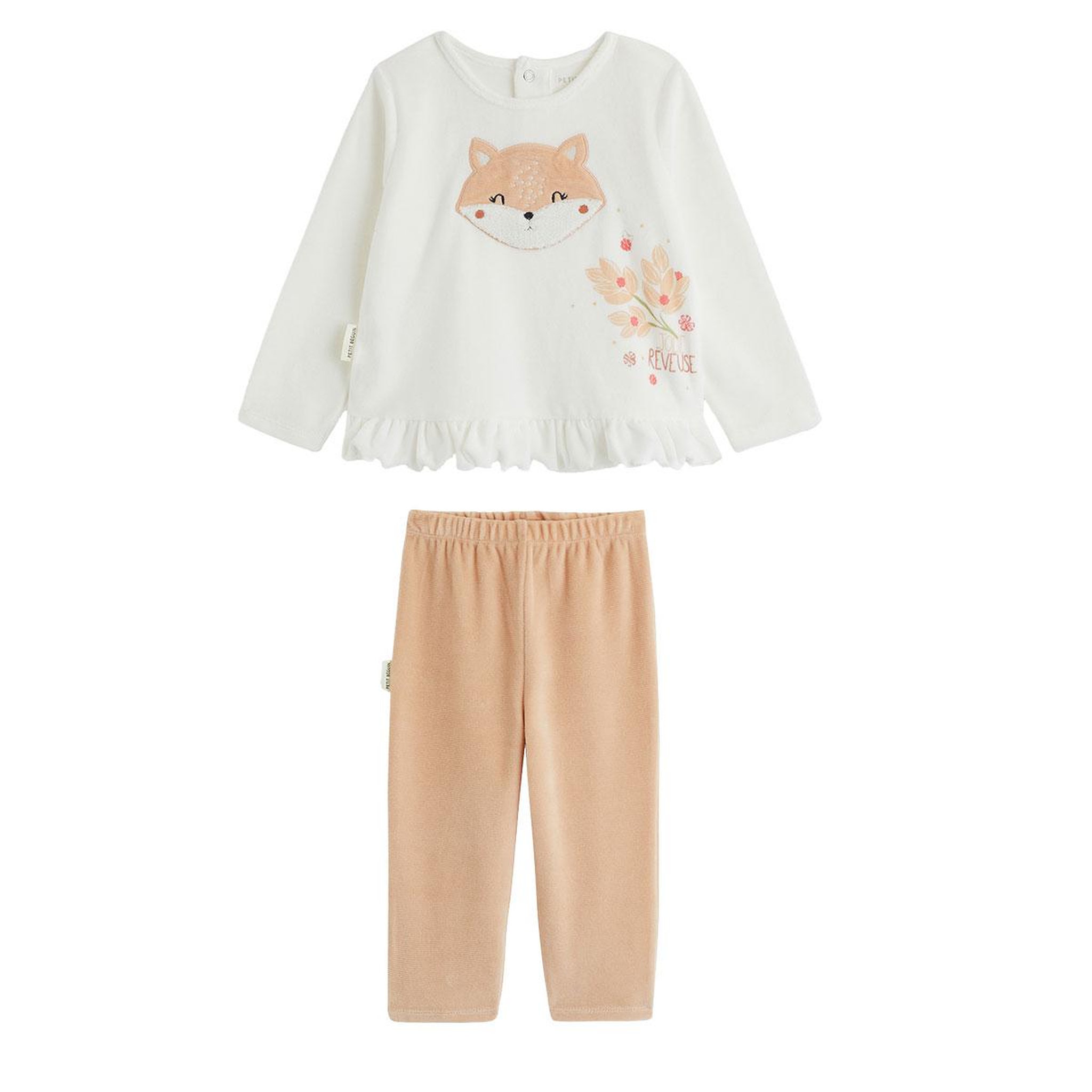 Voir la diapositive 1 : PETIT BEGUIN Pyjama enfant 2 pièces en velours petite rêveuse