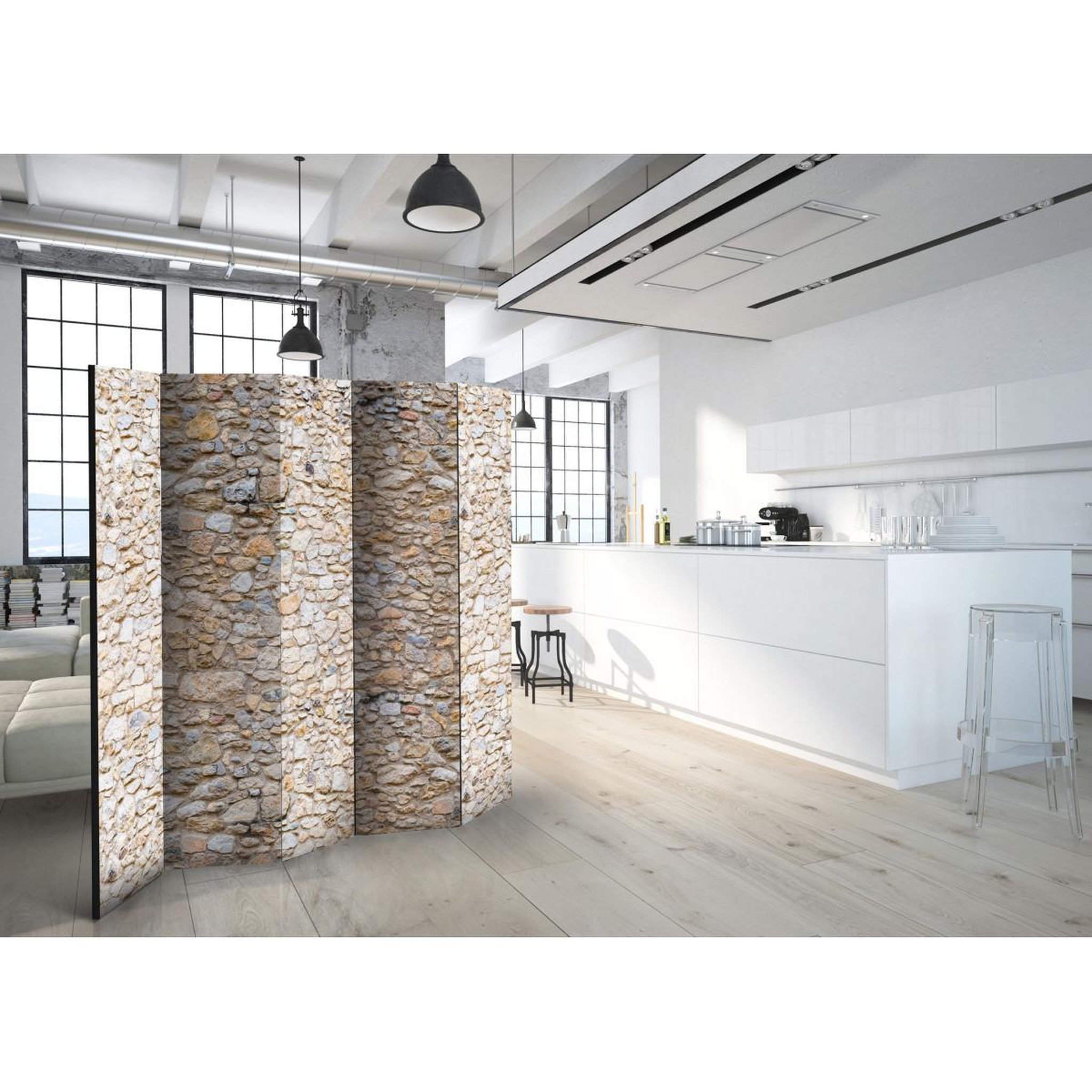 Voir la diapositive 2 : Paris Prix Paravent 5 volets  pebbles  172x225cm
