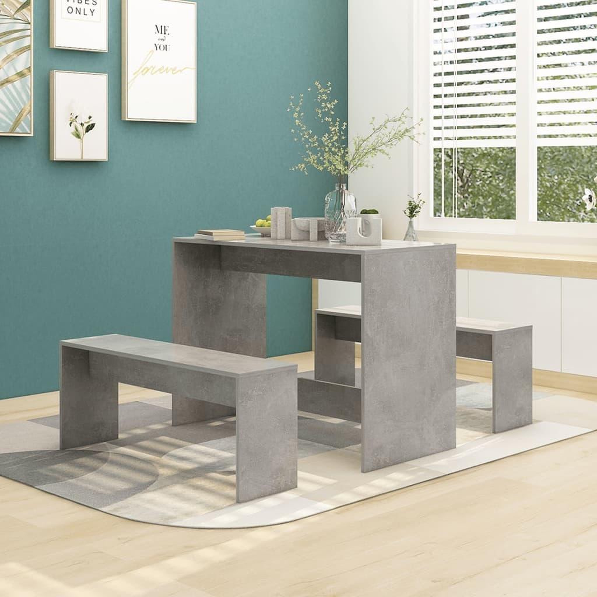 Voir la diapositive 1 : VIDAXL Ensemble a manger 3 pcs Gris beton Bois d'ingenierie