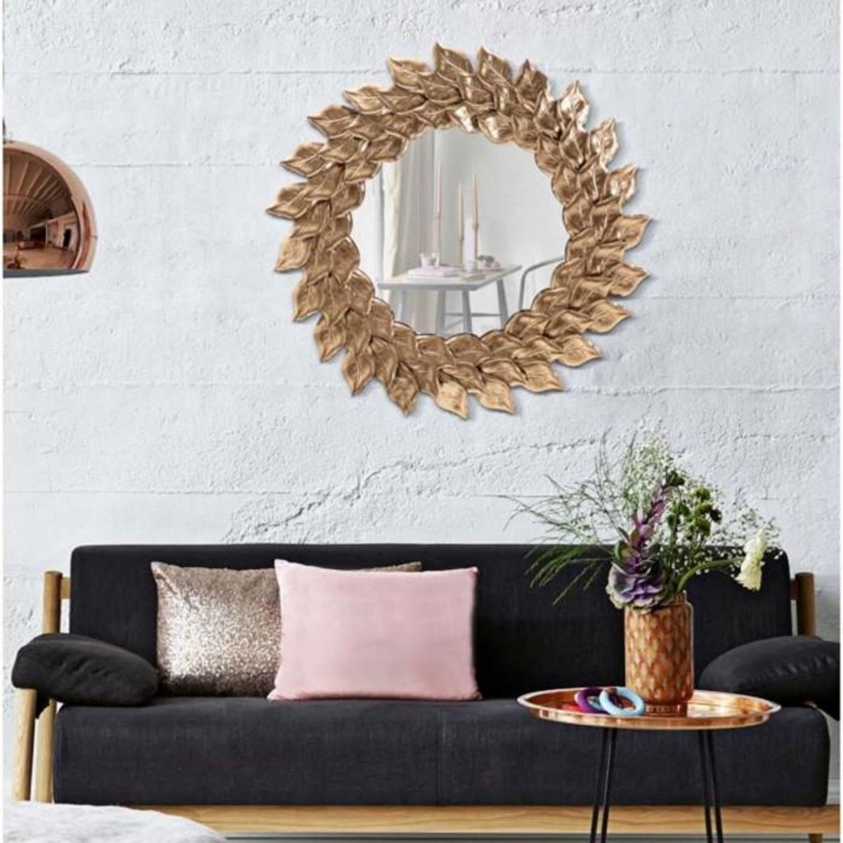 Paris Prix Miroir Mural Design  Corolle  73cm Cuivre