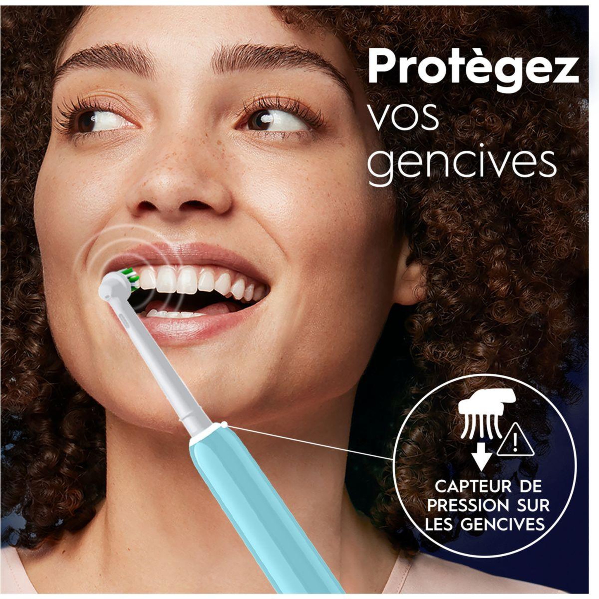 Voir la diapositive 3 : ORAL B Brosse à dents électrique pro 1 bleue cross action + 1 brossette