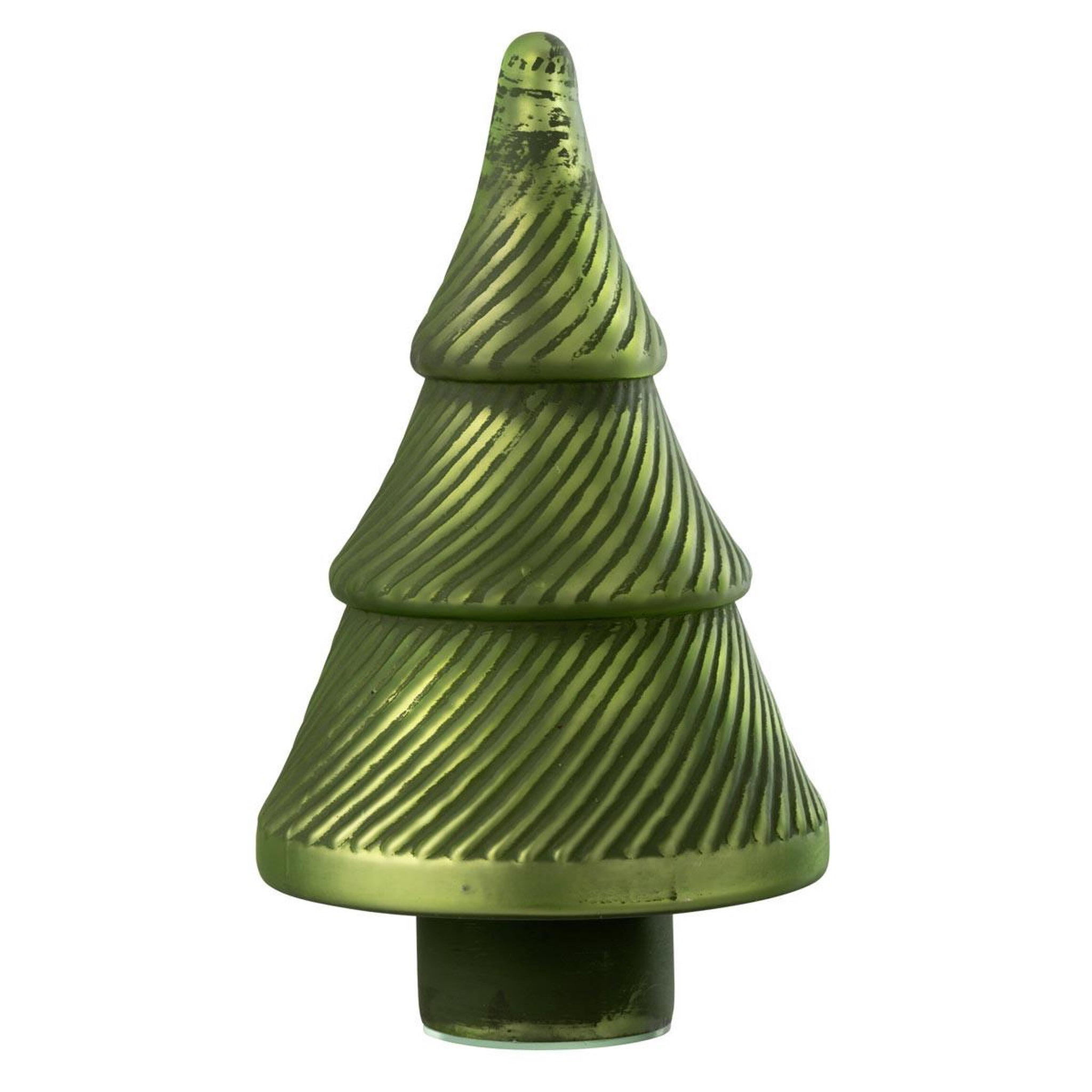 J-LINE Sapin de noël en verre  côtelé  30cm vert