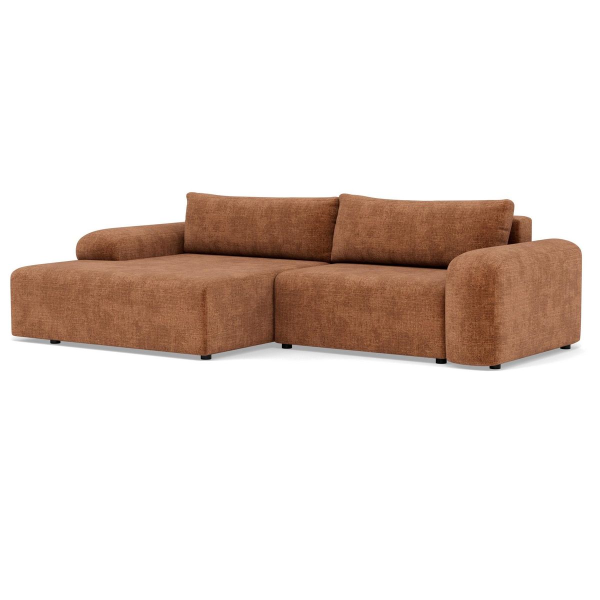 BEST MOBILIER Rebecca - canapé d'angle gauche 4 places convertible avec coffre en velours texturé