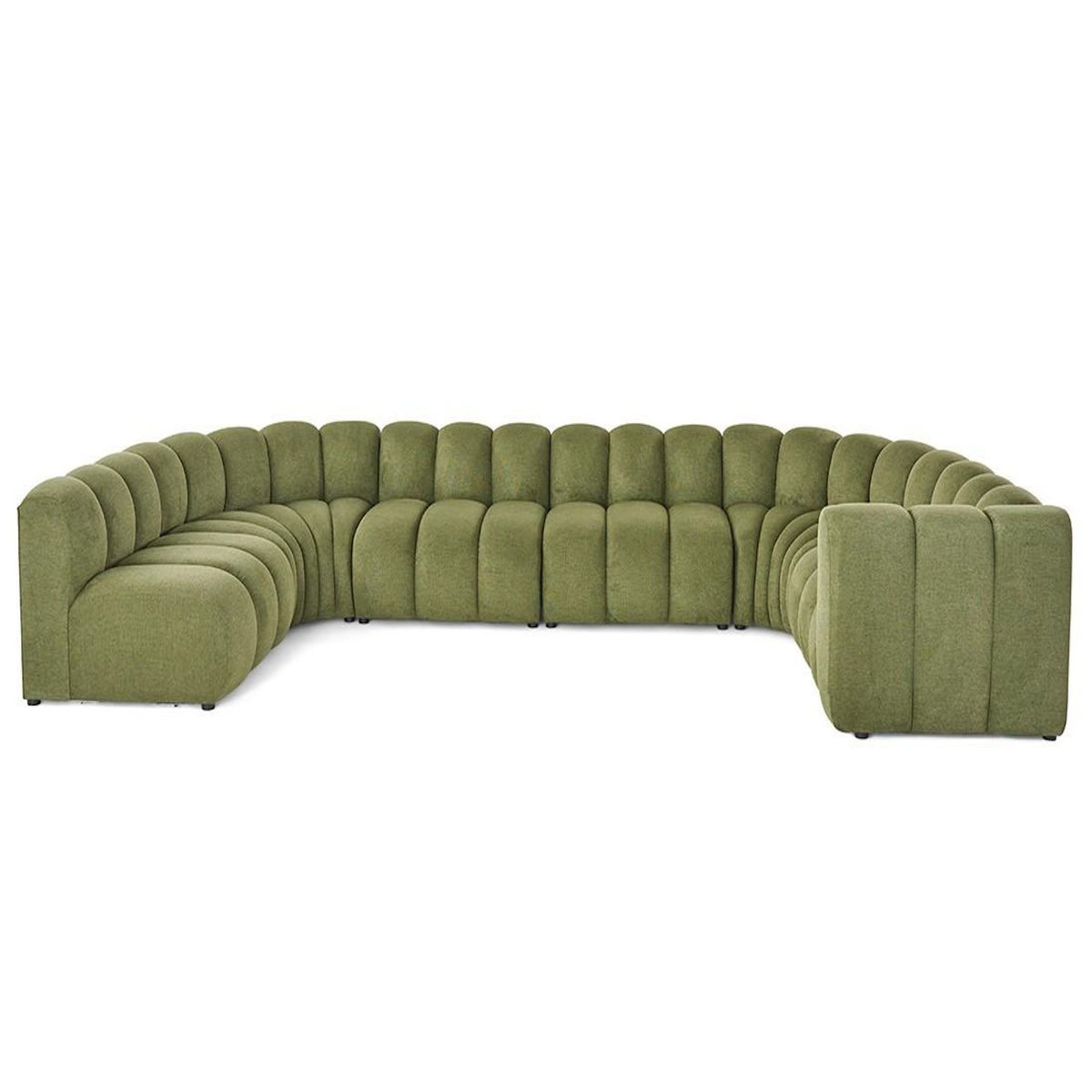 LISA DESIGN Debbie - canapé modulable panoramique d'angle gauche 7 places en tissu texturé