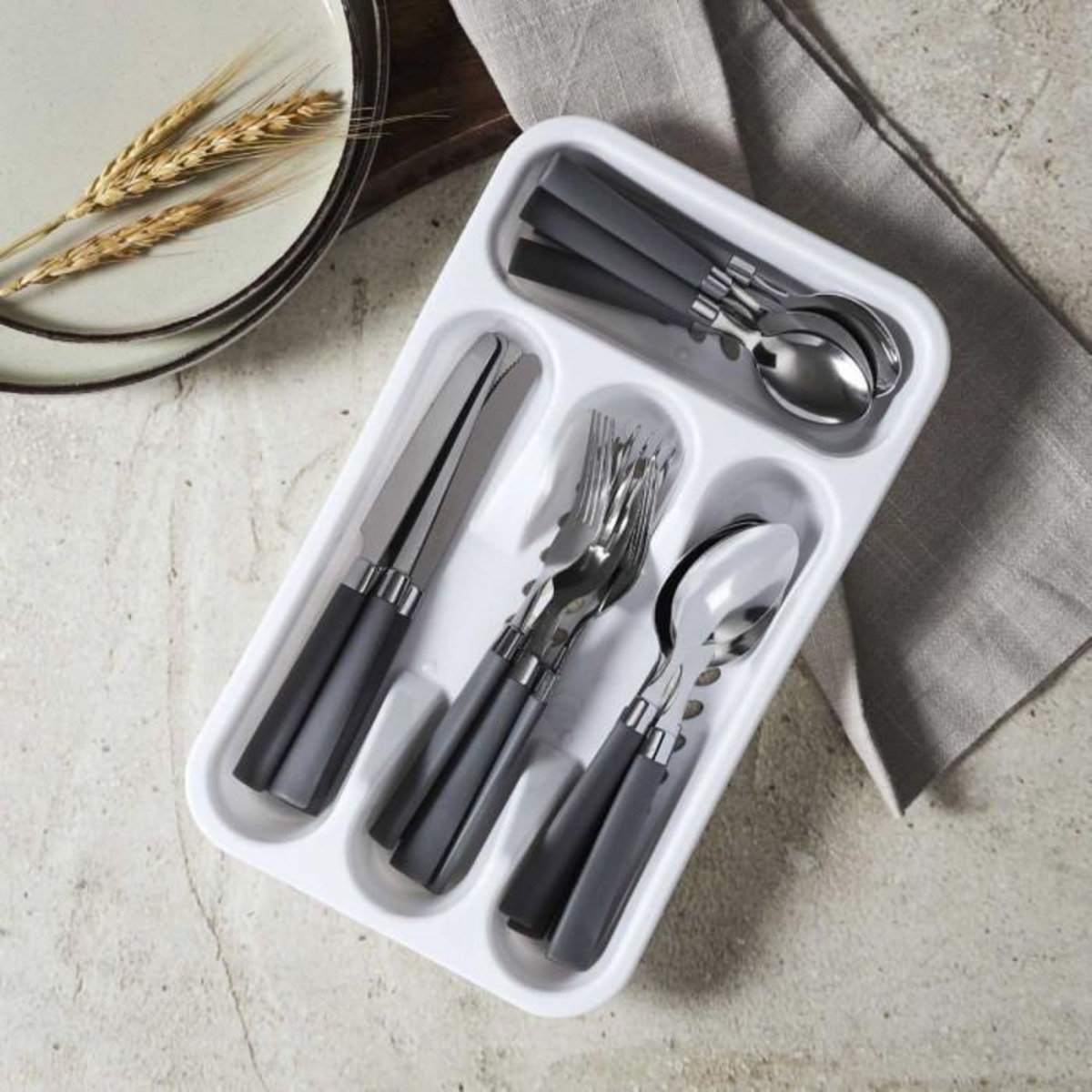 Paris Prix Ménagère 16 Pièces & Range-Couverts  Campus  32cm Gris