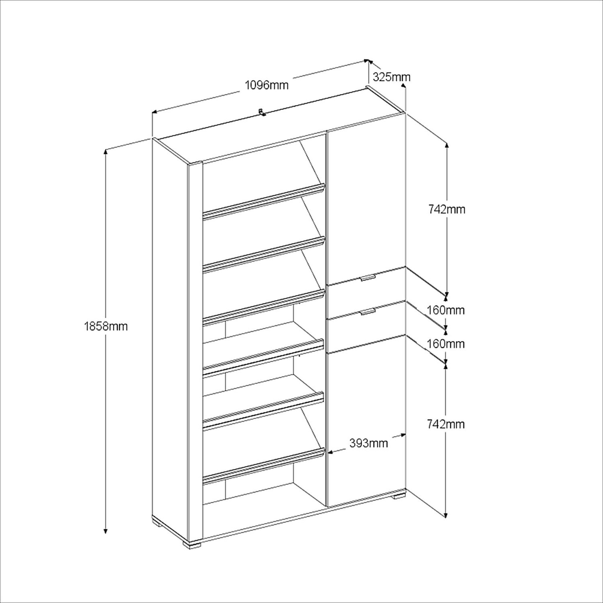 Voir la diapositive 7 : Meuble à chaussures multi-rangements éclairage LED JACKY