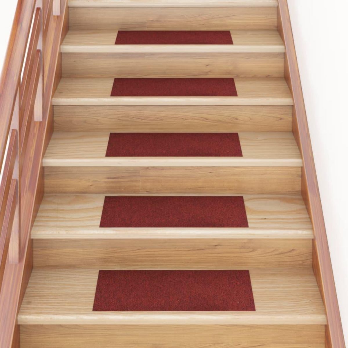 VIDAXL Tapis d'escalier autocollants Rectangulaire 15pcs 60x25cm Rouge